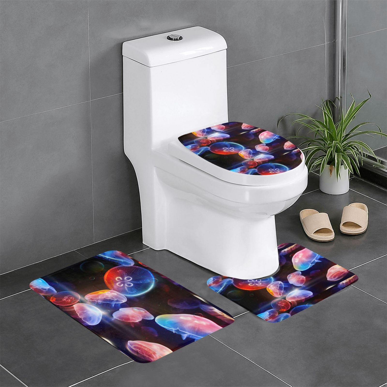 Tapis de sol méduses colorées lot de 3 absorbants 61x40,6 cm