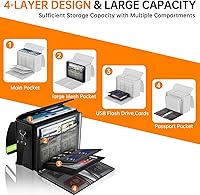Vista 5 de DocSafe Bolsa de documentos grande ignífuga y resistente al agua de 5200°F con múltiples bolsillos, organizador de almacenamiento de archivos de 17