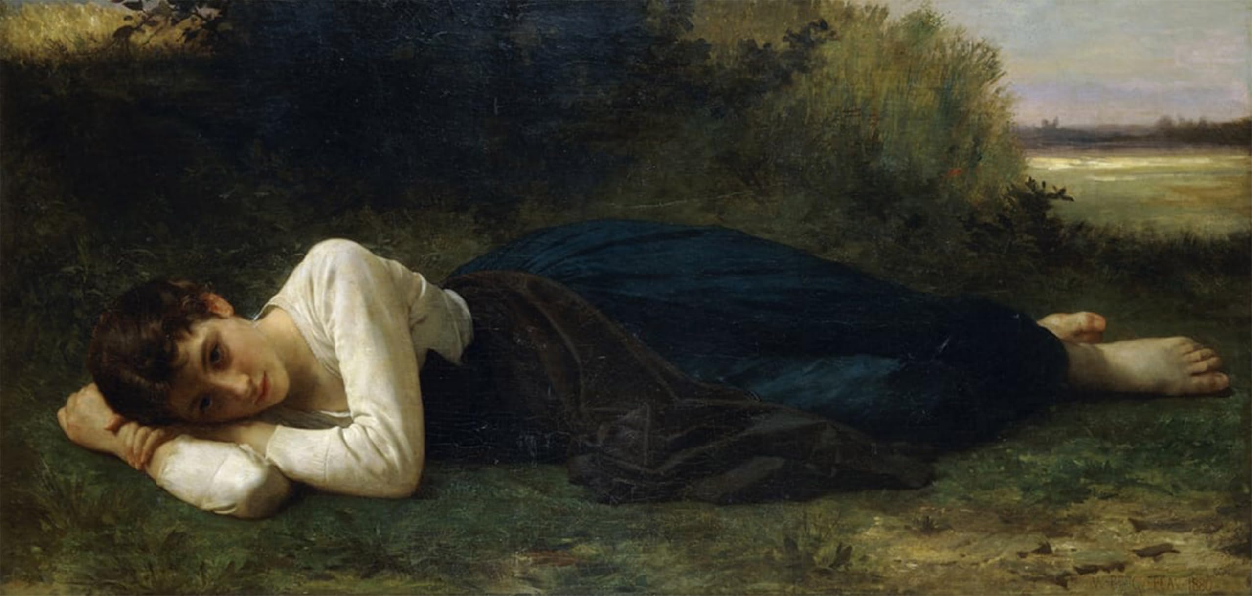 ARTXLXXBN Famous Art Print Poster Vintage Wall Art Young Girl with a Pitcher by William Adolphe Bouguereau Canvas Art Poster for Home Decor 60x90cm