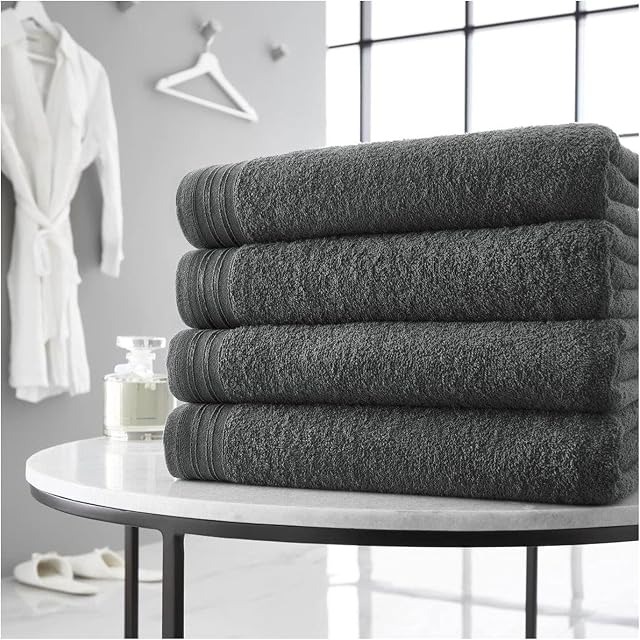 FAIRWAYUK 4-Piece Hand Towels Set - Premium 100% Egyptian Cotton, Ultra Soft and Highly Absorbent, 500 GMS 50x80cm, Extra Large Thick, Hotel Spa Quality Hand Towel, Charcoal