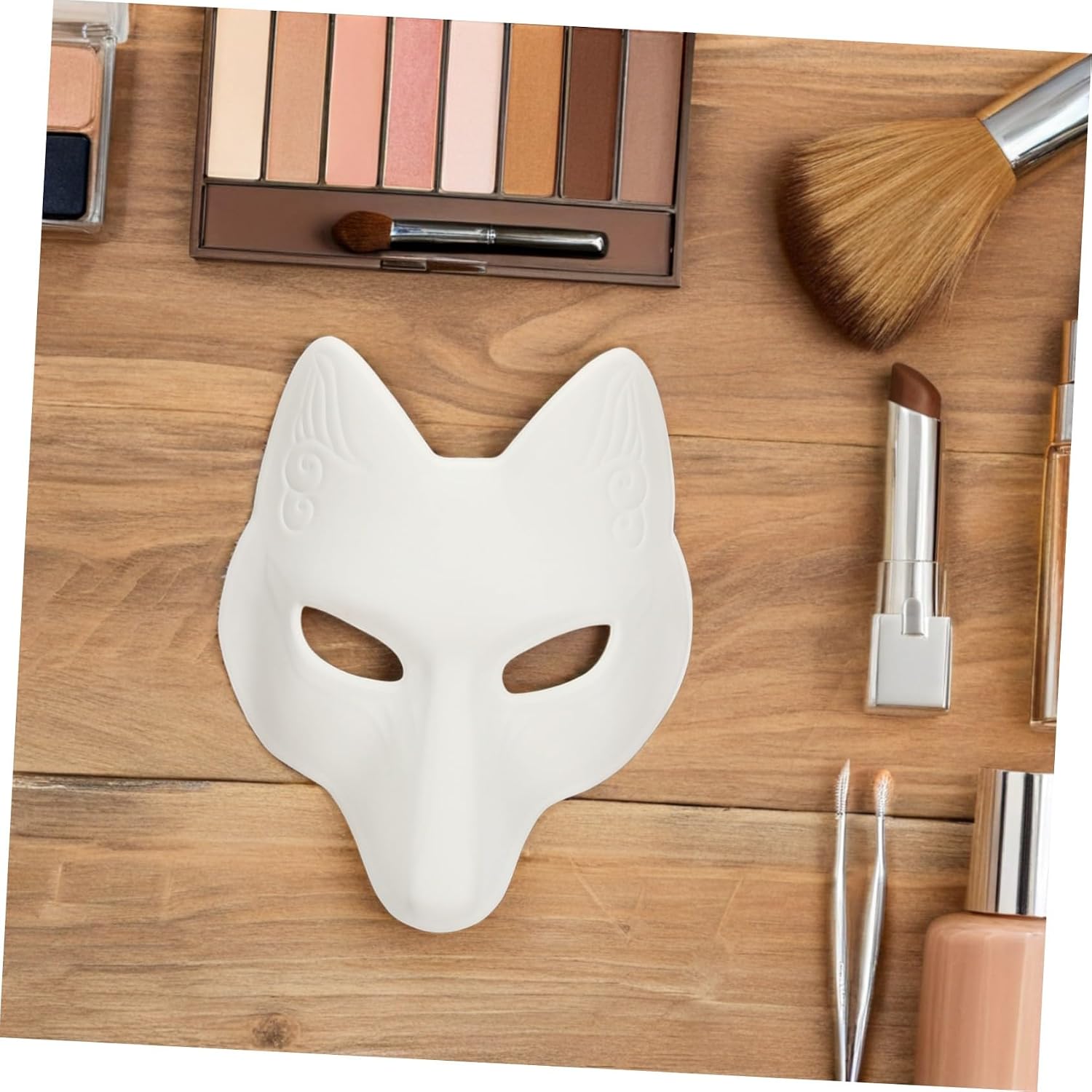 PRETYZOOM Fox Mask DIY Paintable Halloween Mask Unfinished White Paper Halloween Party Masquerade Party Supplies