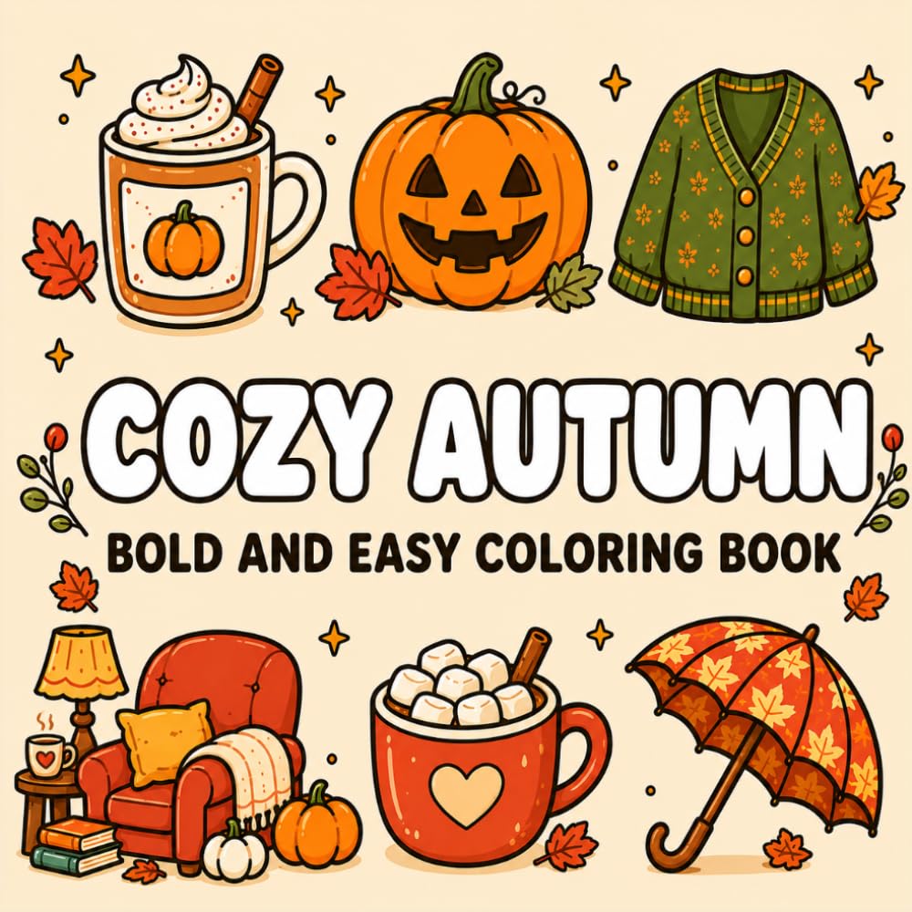 Cozy Autumn Bold and Easy Coloring Book: Cute Fall Coloring Pages Filled with Pumpkins, Sweaters, Hot Cocoa, Cozy Rooms, and Autumn Vibes: Simple and ... and Adults (K-Pop Love Coloring Book Series)