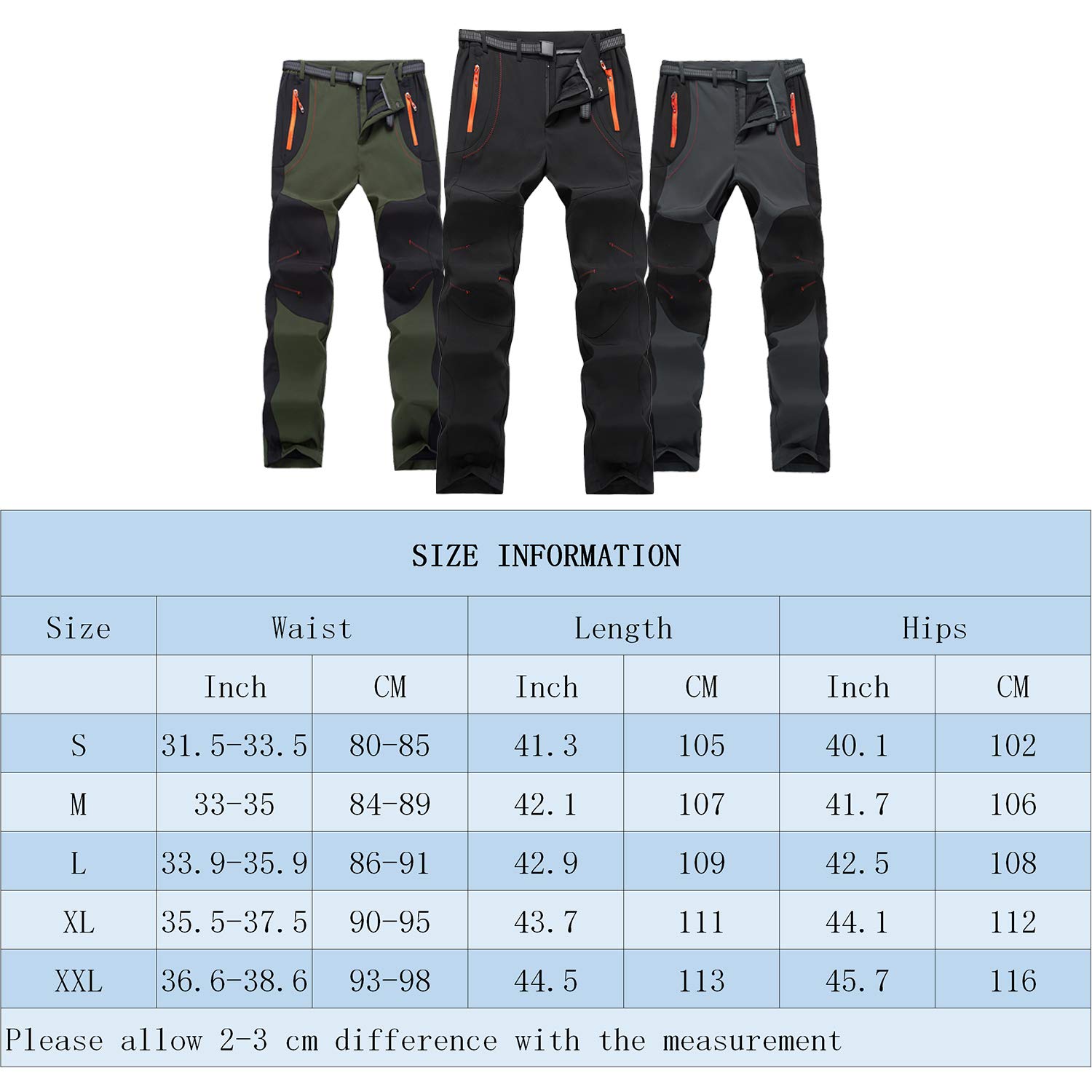 Uomini All'aperto Pantaloni da Escursionismo Leggero Resistente all'Acqua A Passeggio Pantaloni da Caccia con Cintura