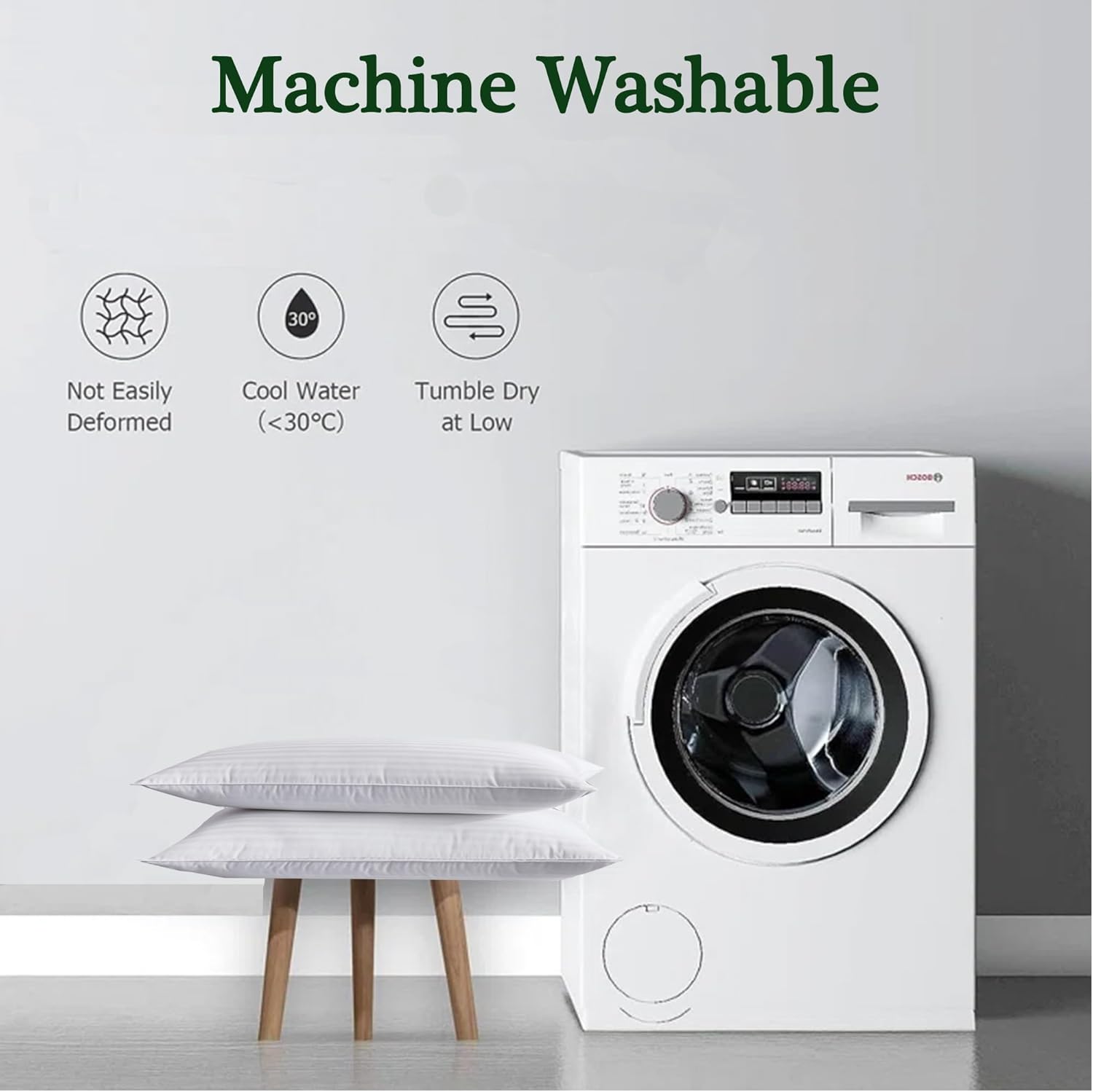 Thin Flat Soft Low Pillows King Size Set of 2, Down Alternative Filled Bed Pillows for Side Back and Stomach Sleepers 20x36