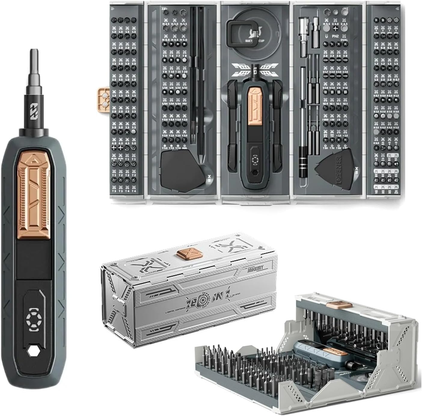 Sakerplus 180 In 1 Precision Electric Screwdriver Set, 3-Speed Torque Control with LED Light & Magnetic Storage Case, CR-V Steel Bits for Home Repair and Professional Maintenance (Manual)