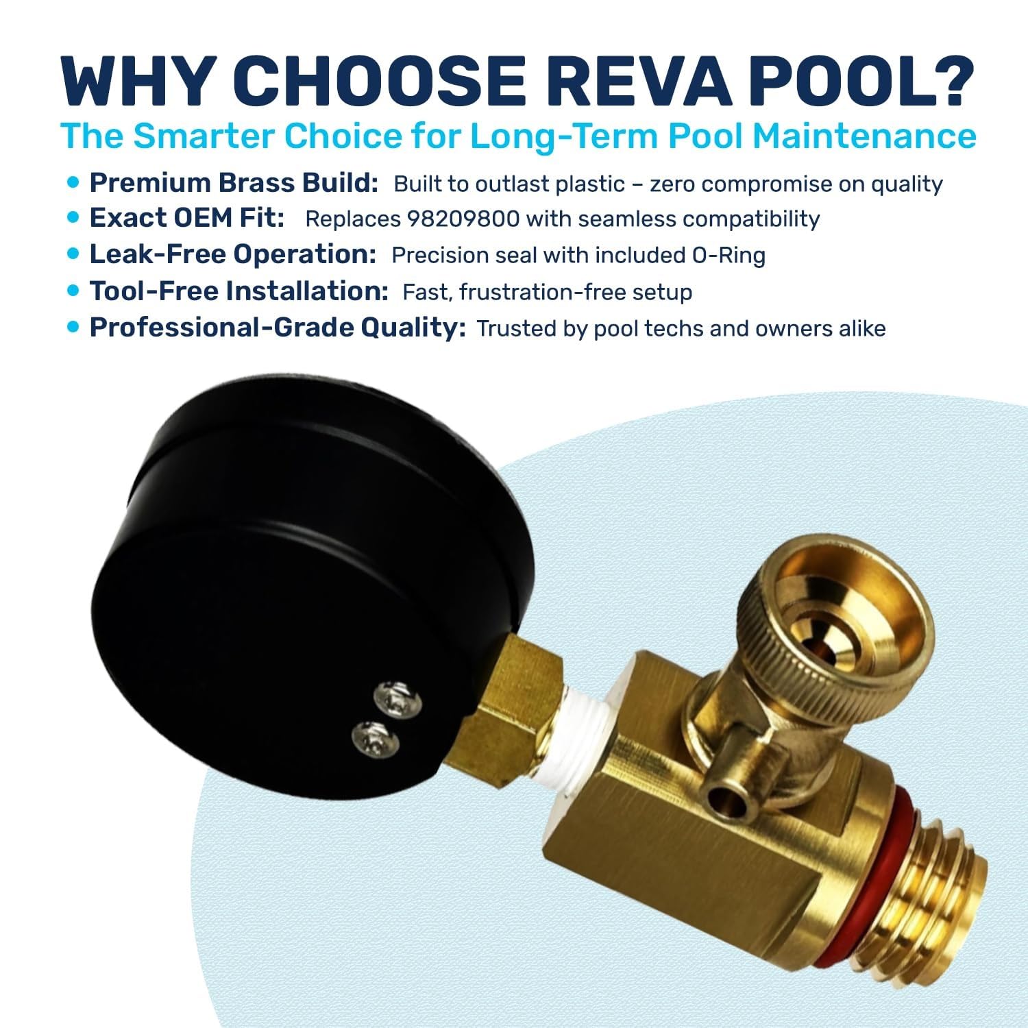 RV40600 (98209800) Válvula de alivio de aire de latón | Compatible con sistemas de filtro de piscina - FNS, Clean and Clear, Quad DE, filtros de la serie 4000 I Essential accesorio de