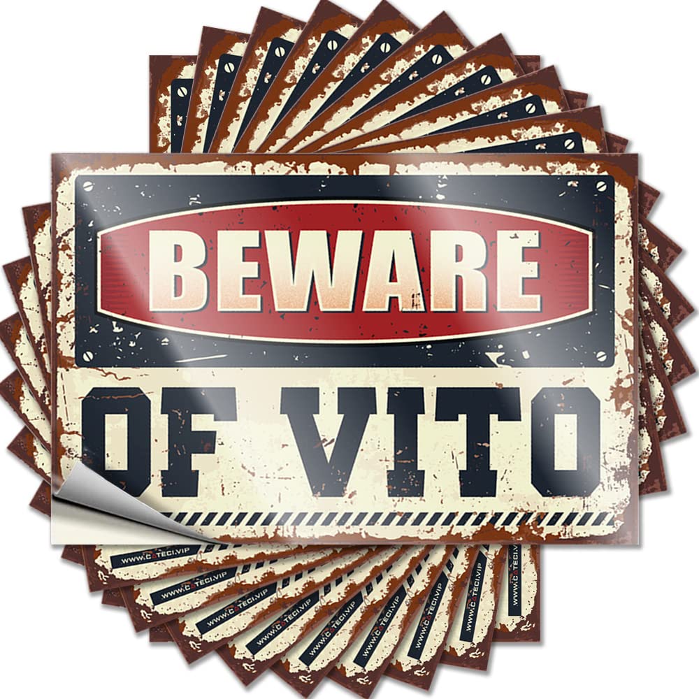 Decorations for Room Big Saying - Beware of Vito Removable Decal Helmet Easy Peel for Motorcycle(12X18CM)