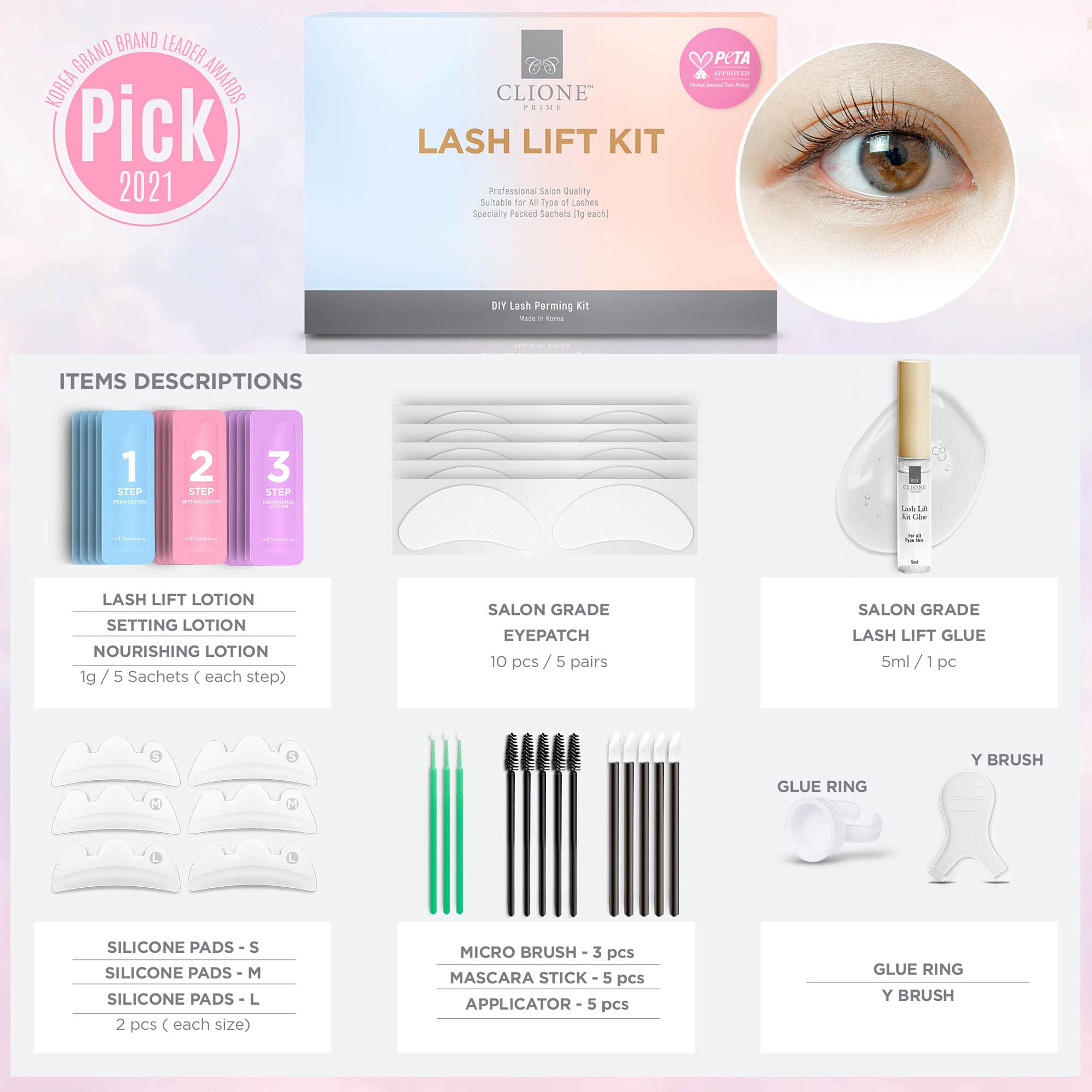 Clione Prime Lash Lift Kit 42 Pcs Eyebrow Lamination kit 5