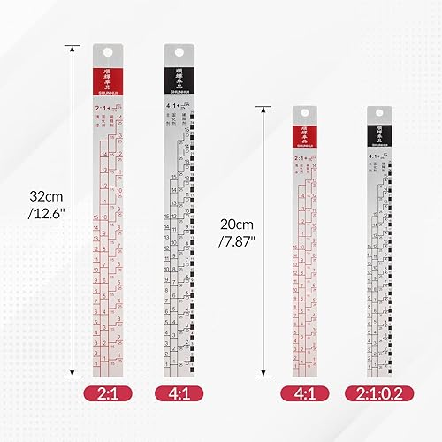 Miniatura 3 de Escala de medición de pintura de coche, regla de mezcla 21 y 41, fácil mezcla, aleación de aluminio, color de revestimiento de automóvil para