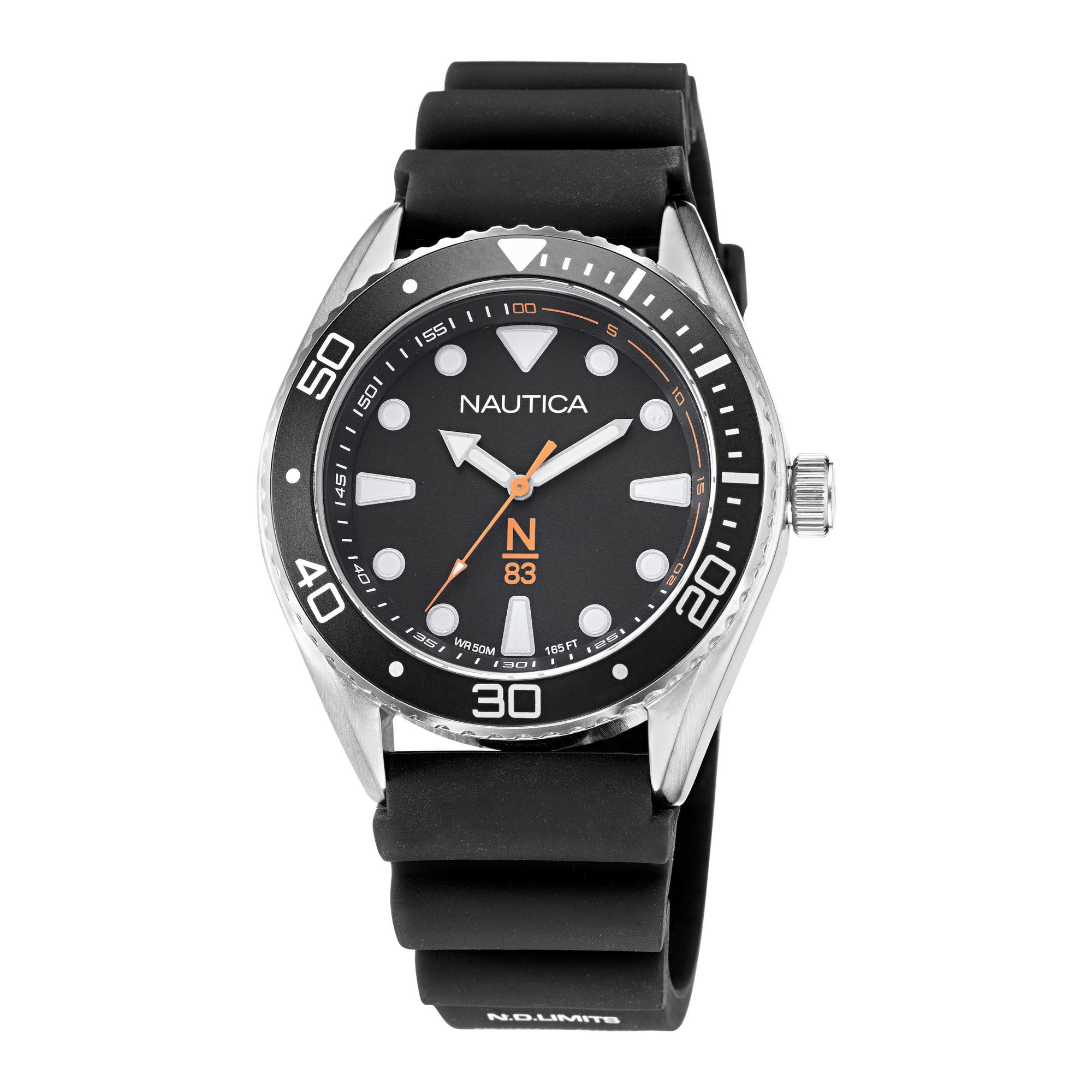 Nautica Correa de Silicona de Cuarzo de Acero Inoxidable para Hombre, Negro, Reloj Casual 22 (Modelo: NAPFWF113), Negro, Moderno
