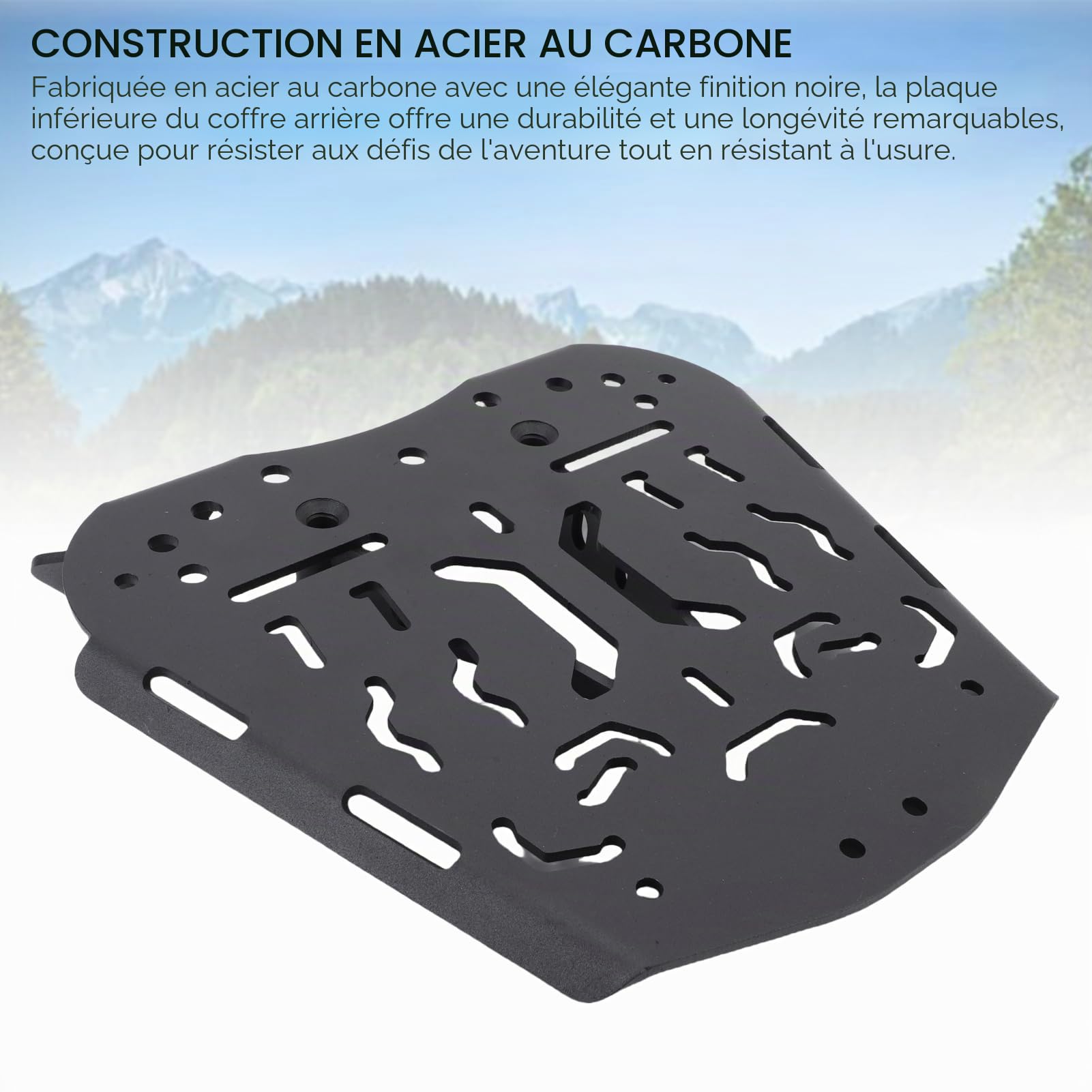 Ausla Plaque de Base de Coffre Arrière pour Moto, Plaque de Montage pour Top Case Arrière en Acier Carbone, Support de Base pour Porte-Bagages pour ZONTES 368G 501G