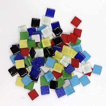 Sweven Art Mosaic Tiles, 15x15mm Square, 4mm Thick, Multicolor (Pack of 200Gms)