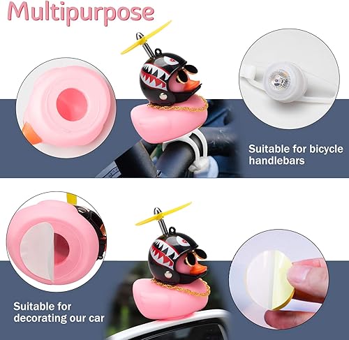 Miniatura 3 de wonuu Adornos de goma de pato para coche, campana de bicicleta de pato rosa, decoración de tablero de instrumentos de pato para coche, bocinas de