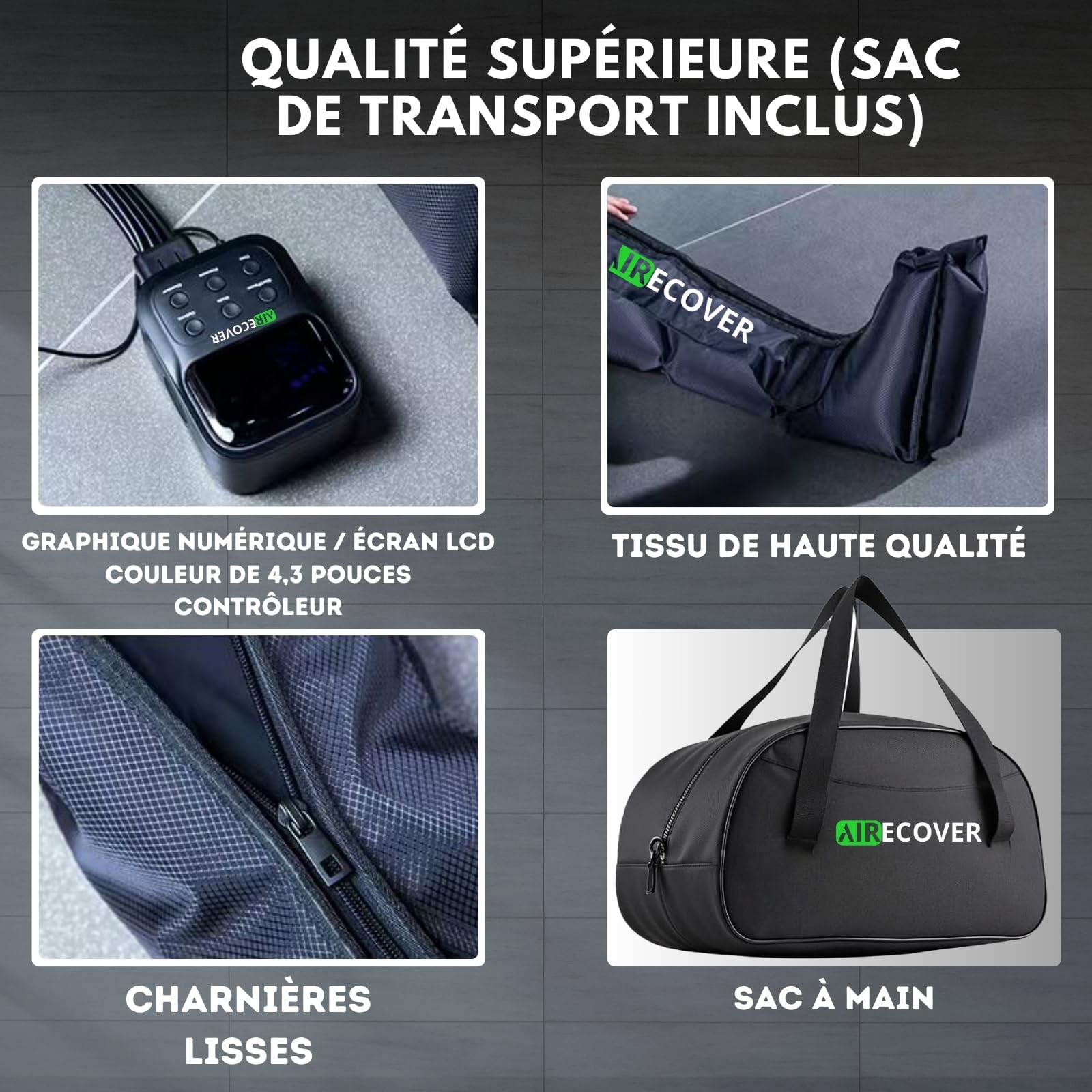 Bottes de Pressothérapie sans Fil, Masseur de Jambes pour Drainage Lymphatique, Soulagement de la Douleur, Amélioration de la Circulation Sanguine, Batterie 4 Heures (L)