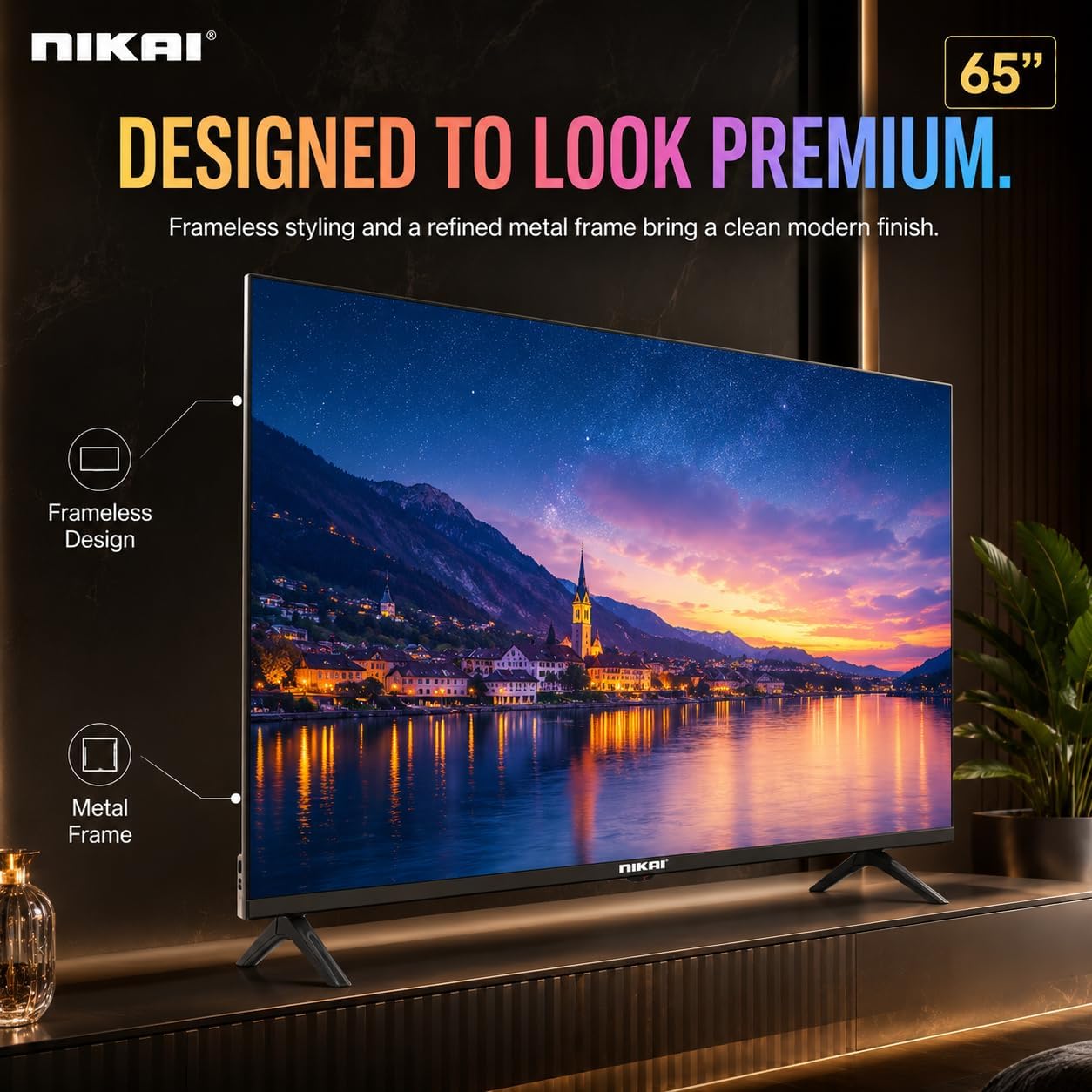 المثالي - تلفزيون ذكي QLED 65 بوصة بدقة 4K يعمل بنظام ويب او اس تحكم صوتي بدون استخدام اليدين، دولبي ديجيتال، واي فاي مدمج وبلوتوث، نطاق لوني عالي، واتصال سهل مع أجهزة اندرويد وابل من نيكاي، NIK65MEU4QLED - 4K 2026 - view 6