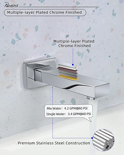 Miniatura 4 de PHASAT PU4D02 - Grifo de ducha de 3 manijas, grifo de bañera y ducha con mango de 3 cruces y cabezal de ducha de 9 pulgadas, boquilla de cascada,
