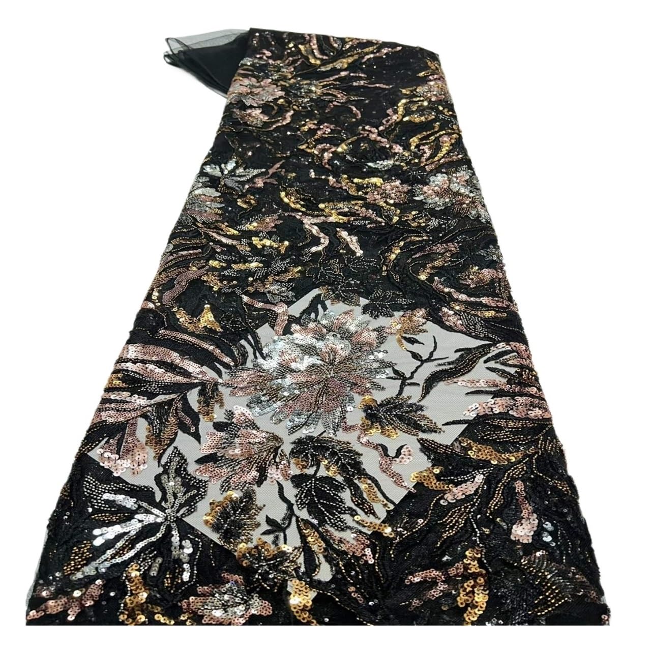 Tissu perlé à paillettes florales, broderie en, 5 mètres