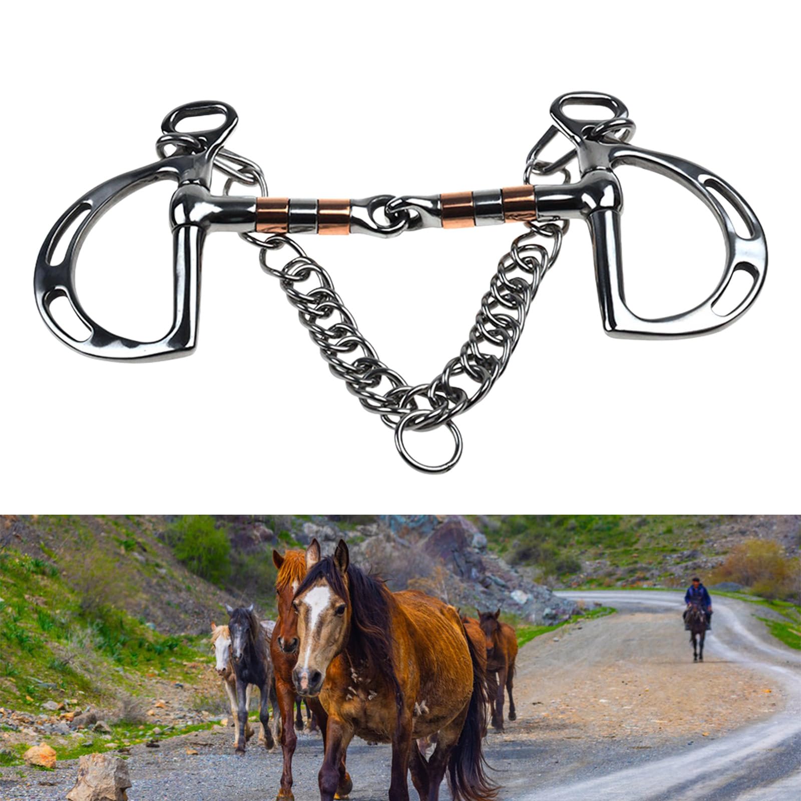 Boquillas de cadena de acero inoxidable resistentes a la corrosión para entrenamiento de equitación y competición, broca de acero inoxidable resistente a la intemperie