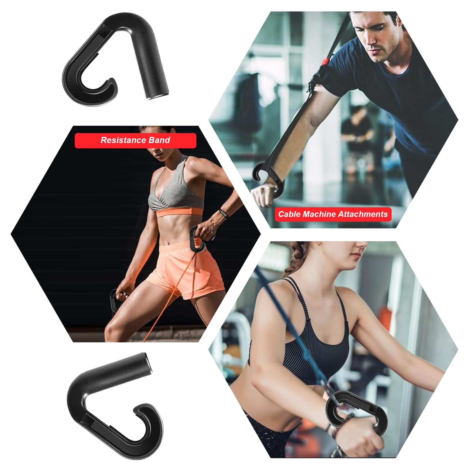 Maniglie Palestra, Doppie Maniglie per Trazioni alla Sbarra a D Trazioni alla Sbarra, Palestra Accessori in Nylon Composito, per Allenamento Schiena, Spalle e Braccia, Compatibile con Cavi