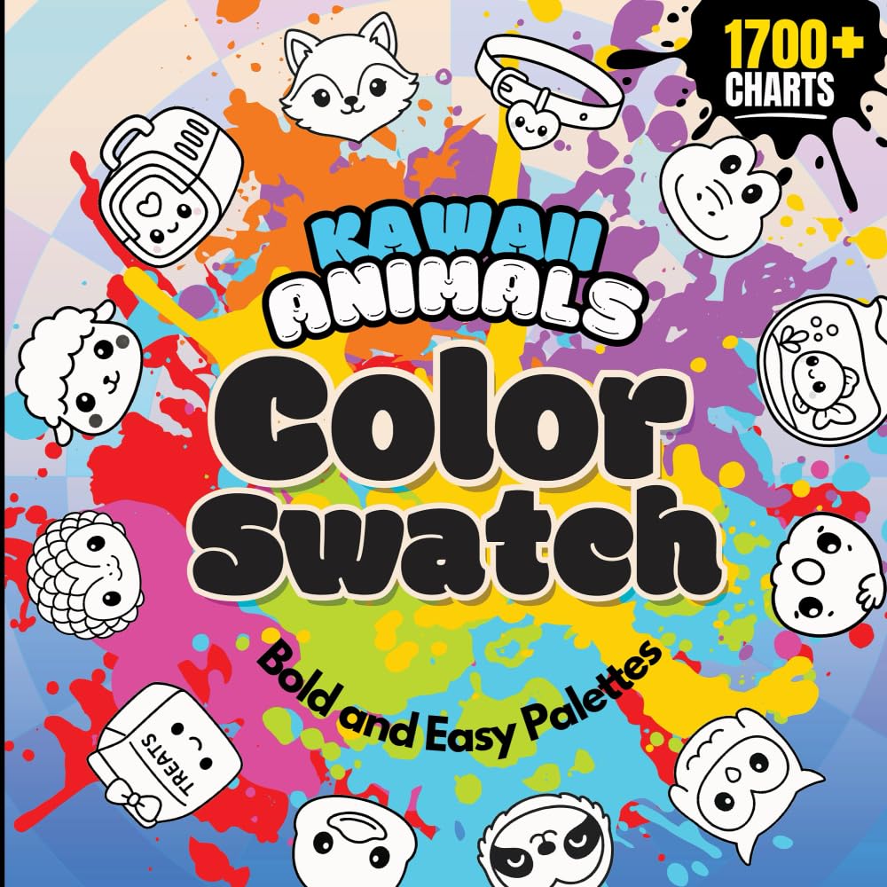 Kawaii Animals Color Swatch Book: Track & Organize 1,700+ Colors with Bold Animal-Themed Charts, Palettes, Patterns, Test Pages & Expert Tips for ... Swatch & Palette Organizer Books for Artists)