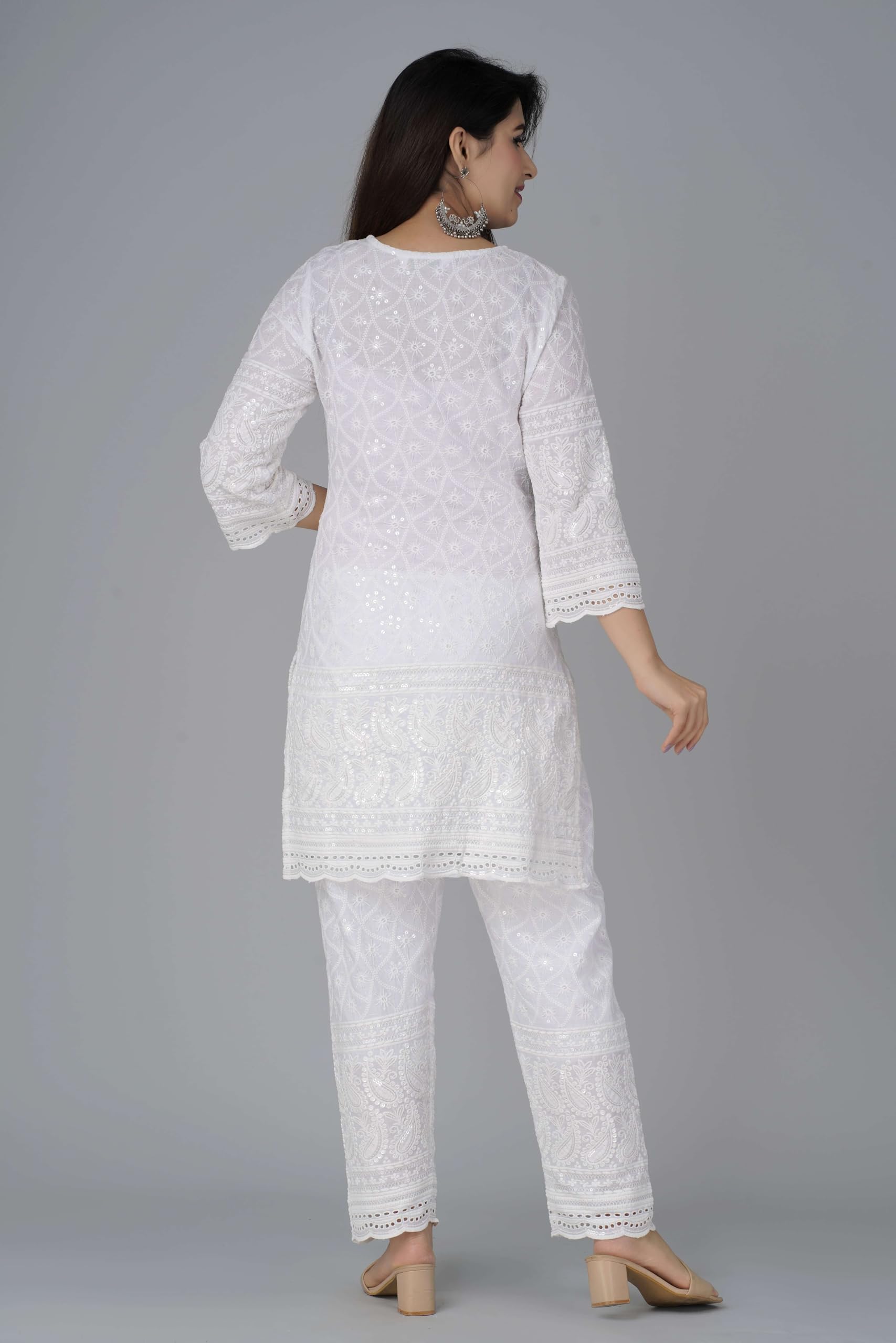 Chikankari Baumwolle Indian Kurtis für Frauen Sommer Kleider Tunika Top Hose Set Pakistanische Salwar Kameez Anzug Set