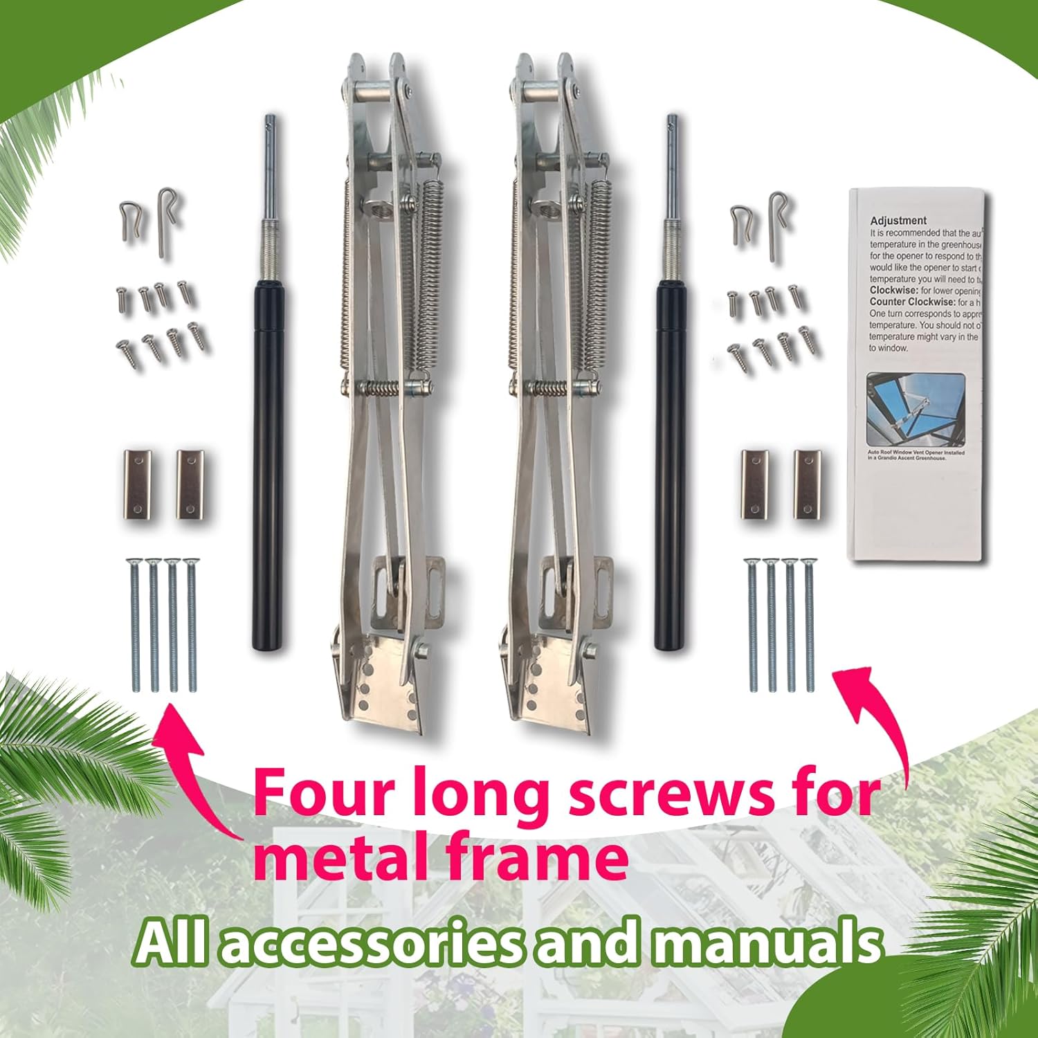 Greenhouse Window Opener Solar Heat Sensitive Dual Spring Powered Roof Vent Kit Automatic Greenhouse Accessories Tool Load Capacity of 15 lbs (2pc)