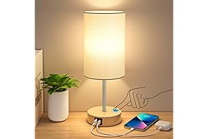 Dimmable Touch Bedside AKASUKI Table Lamp with Dual Charging Station