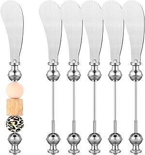 Lasnten 6 Pcs Cheese Spreader Knives DIY Decorative Beaded Butter Spreader Knives Stainless Steel Cheese Spreader for Charcuterie Board Wedding Party Accessories
