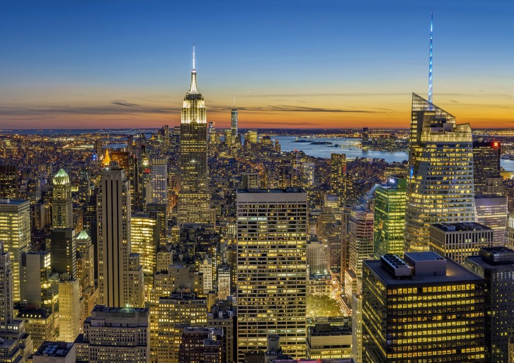 天然石壁掛け　マンハッタンの夜 Amazon.co.jp: 絵画風 壁紙ポスター （はがせるシール式） 夕暮れの