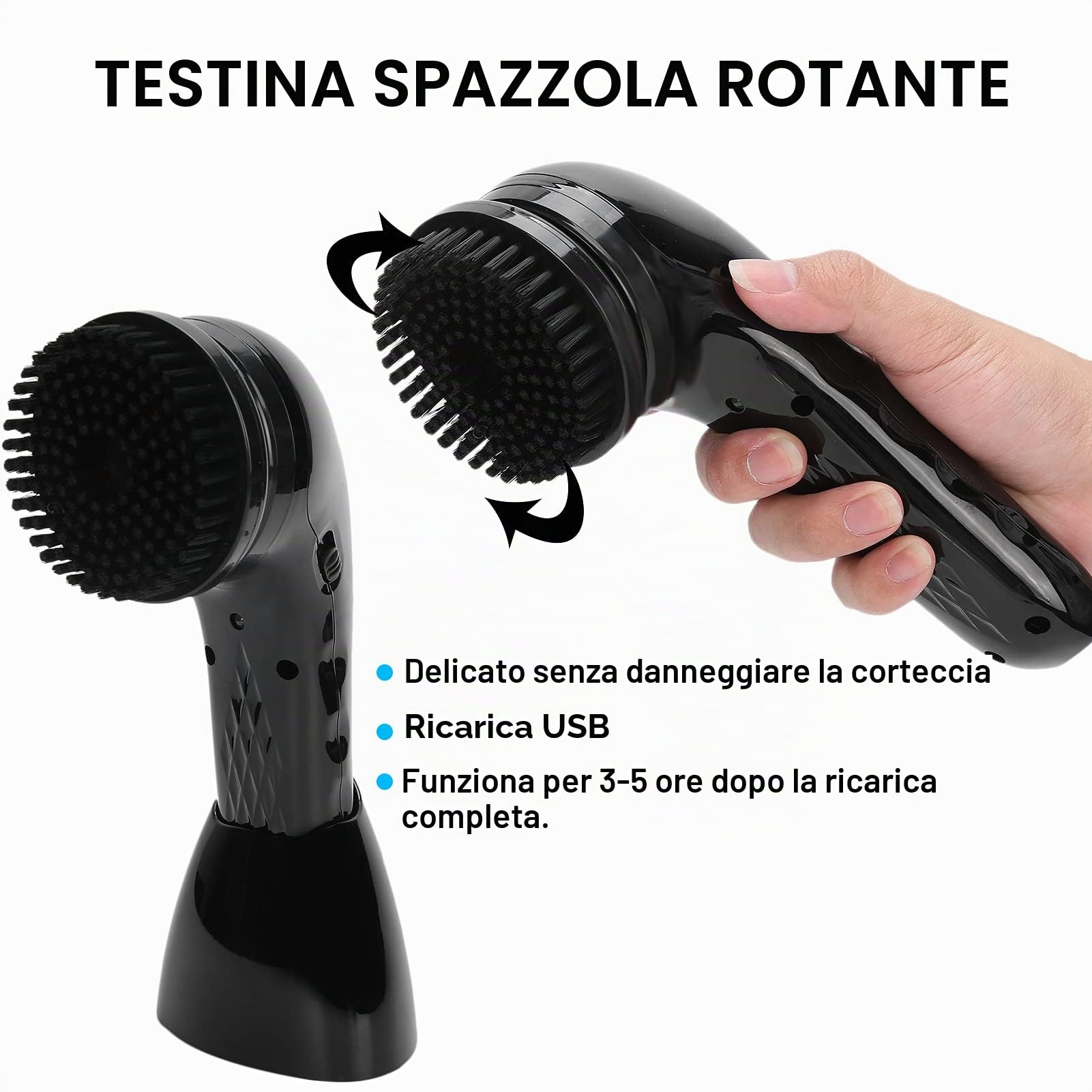 Lucidascarpe elettrico portatile e lima per piedi tutto in uno, kit ricaricabile per la cura e la pulizia della pelle con sei testine, kit per la lucidatura e la pulizia delle scarpe in pelle.