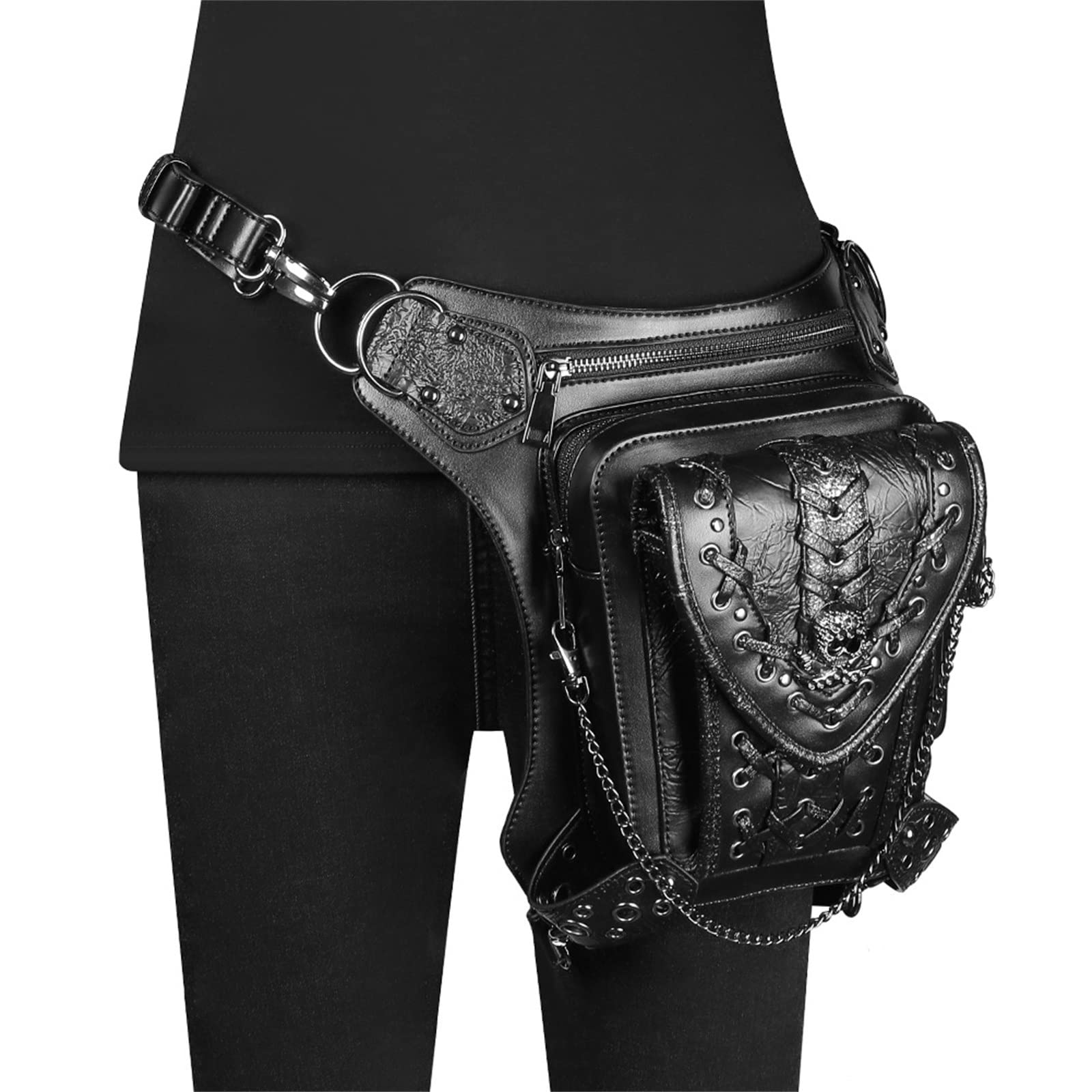 Sac de Taille Punk Vélo de Plein air Cyclisme Randonnée Pochette Épaule Sac à bandoulière pour Le Cyclisme Randonnée