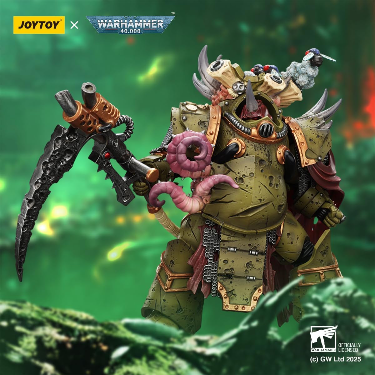 JOYTOY Warhammer 40K Death Guard Deathshroud Terminator 2 with Manreaper and Plaguespurter Gauntlet 1:18 Action Figure Mecha Joy Toy Collection Model Gift