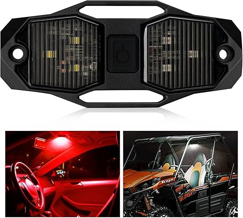 OPP ULITE Switch UTV - Luz LED Doom de 6 unidades, blanco y rojo, 6 unidades, montaje en barra enrollable universal para interior de automóvil,