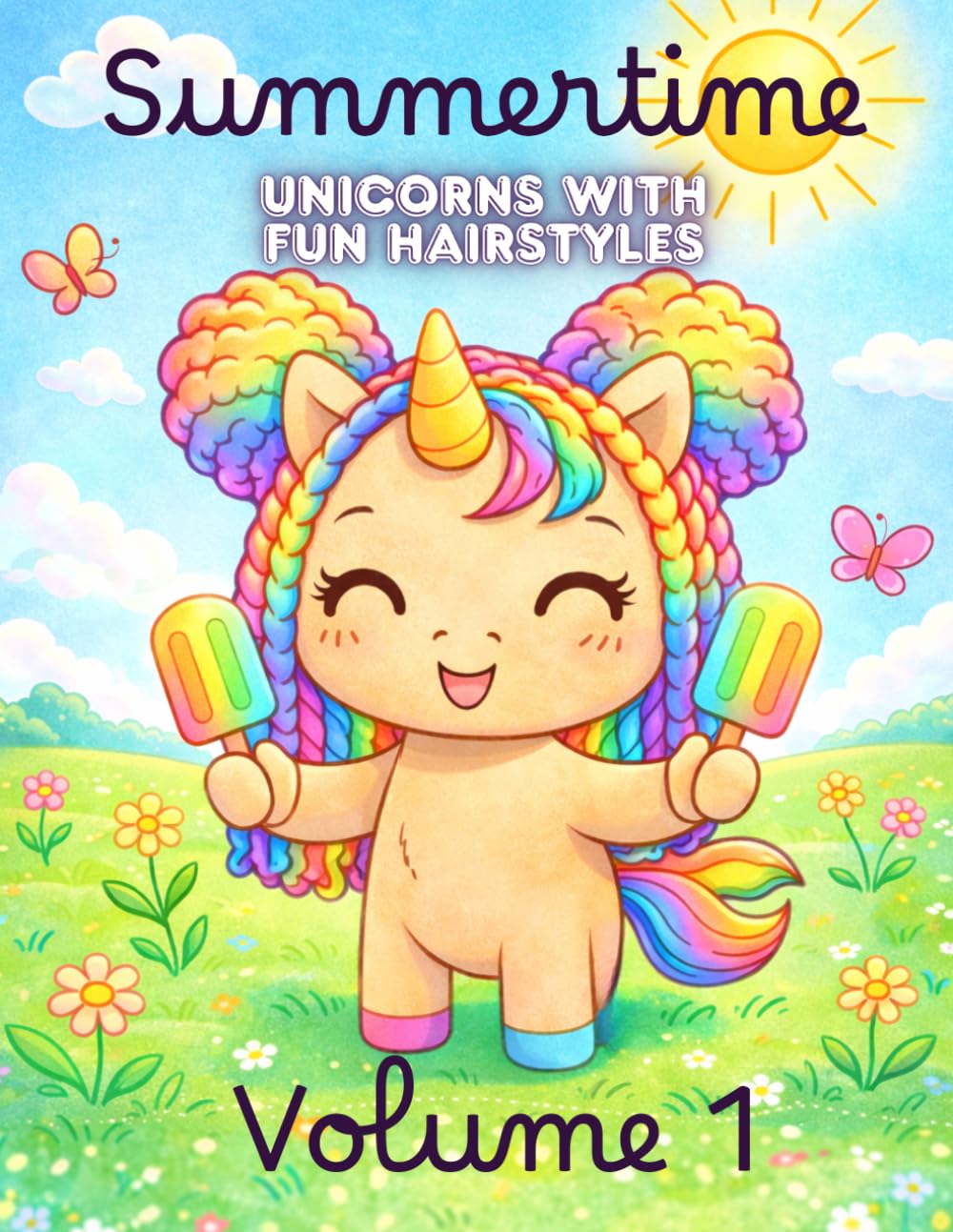 Summertime Unicorns with Fun Hairstyles - Volume 1: Summertime Unicorns: An Adventurous Coloring Book with Fun Hairstyles (Seasonal Unicorn Hairstyles Coloring Book Series)