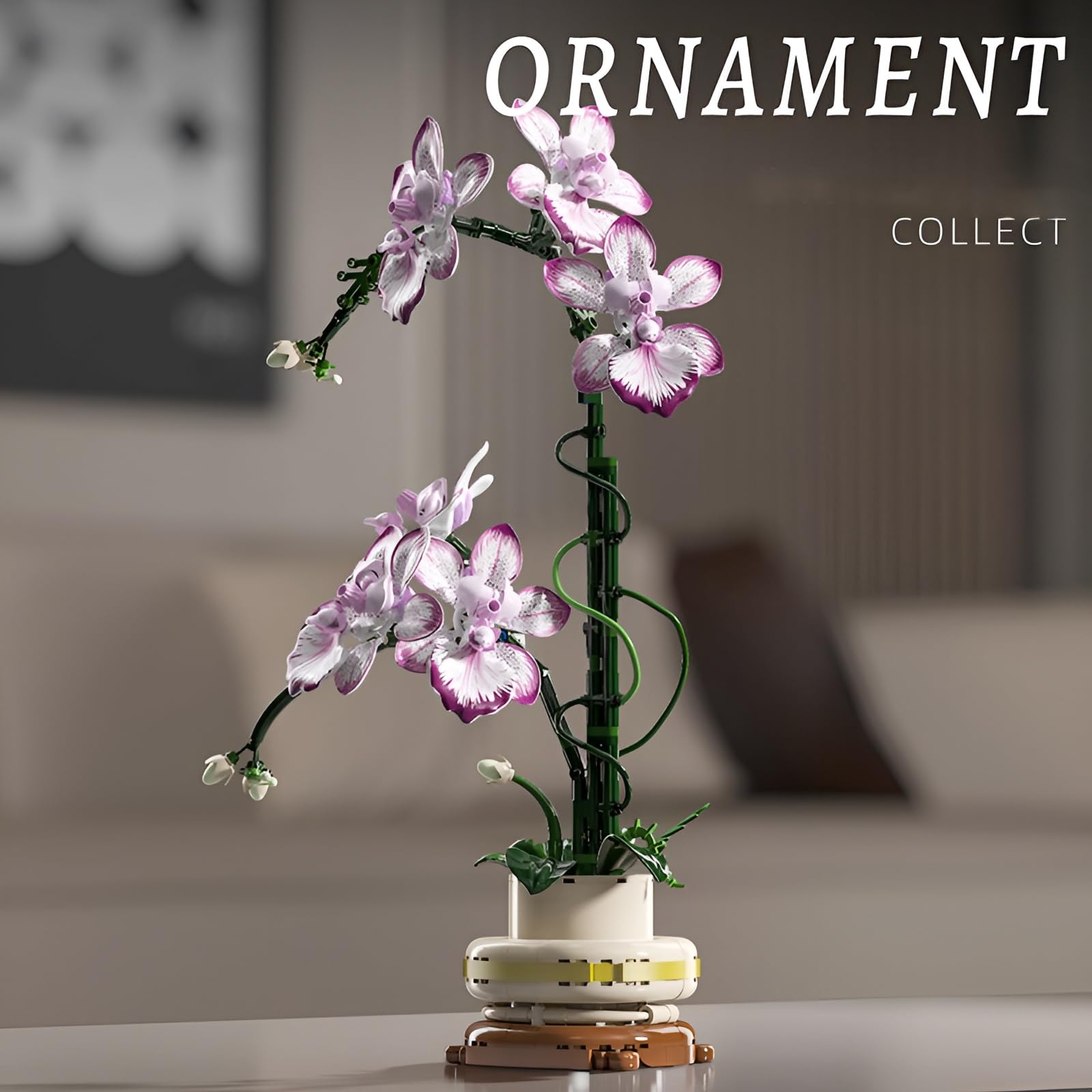 Set di mattoncini per costruzioni di fiori di orchidea, 696 pezzi di pianta artificiale in fiori giocattolo, kit di mattoncini modello collezione botanica per decorazione della casa, grandi regali per