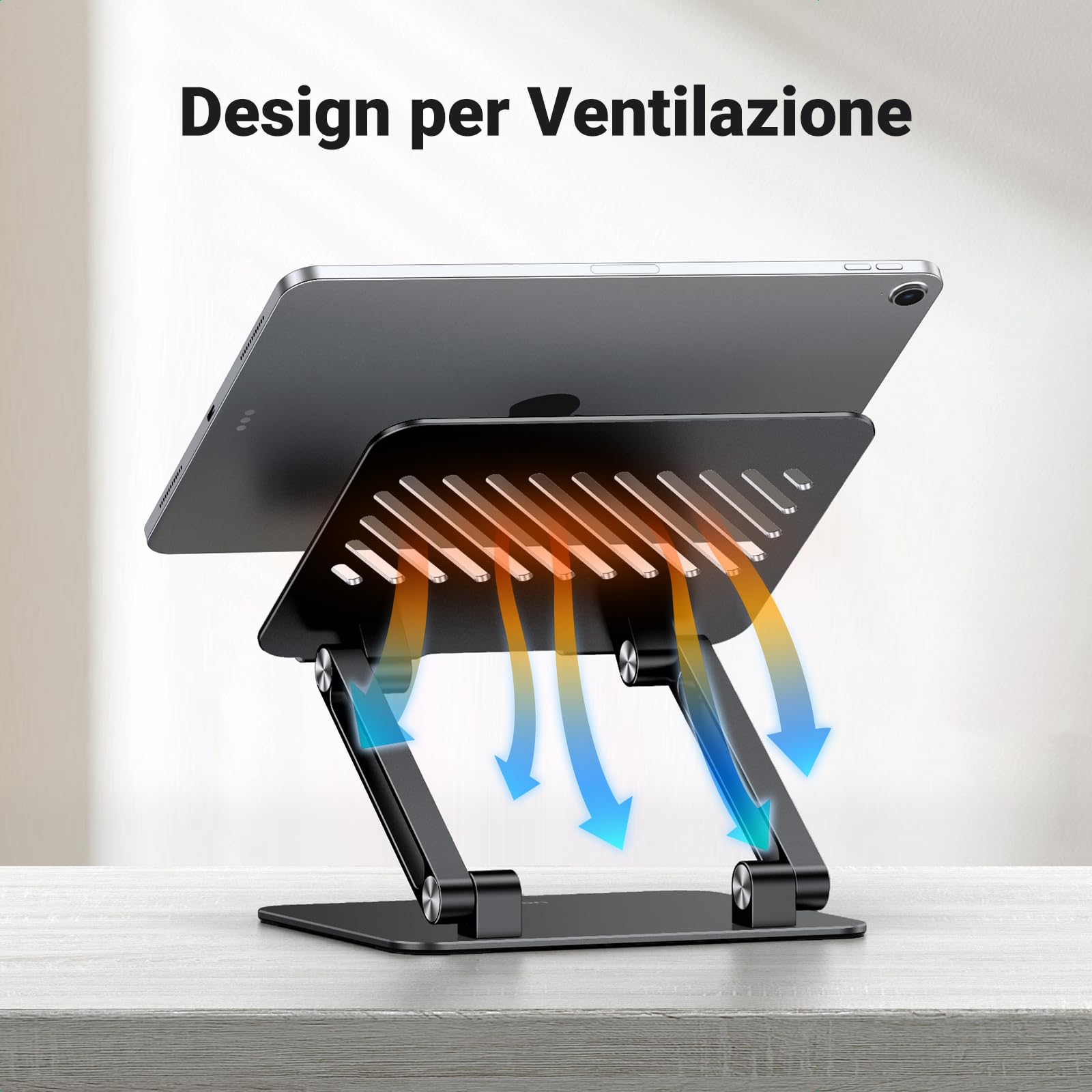 UGREEN Supporto per Tablet da 4,7" a 12,9" Universale, Porta Cellulare da Tavolo Regolabile Pieghevole per iPad 2022, MatePad, Galaxy Tab, Xiaomi Pad, iPhone 16 Plus Pro Max Nero