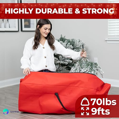 Miniatura 3 de UponPak Bolsa de almacenamiento para árbol de Navidad  Se adapta a árboles desmontados de hasta 9 pies  Estuche de almacenamiento para árboles