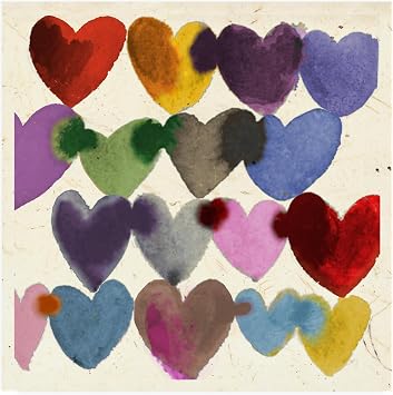 Trademark Fine Art Outdoor Canvas Art - Jenny Frean Inky Hearts Wall Art for Outdoor Spaces, Patios, or Gardens