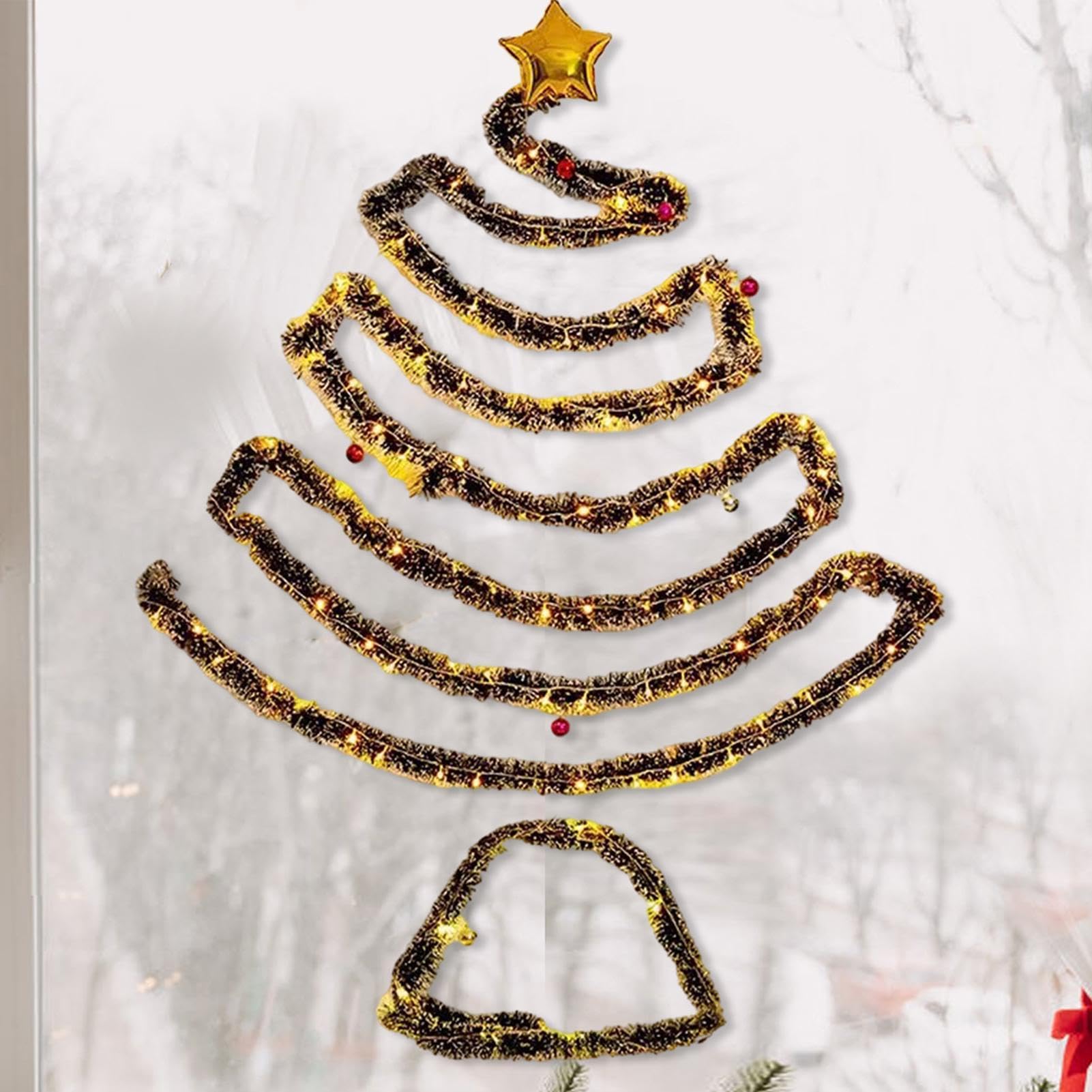 Albero di Natale in metallo da appendere, 83 cm, illuminato con 30 LED