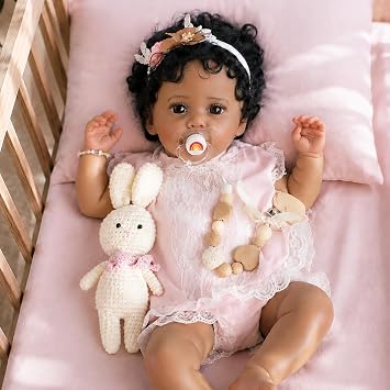 SCOM Black Baby Doll Girl - 20 Inch Reborn Realistic African American Doll