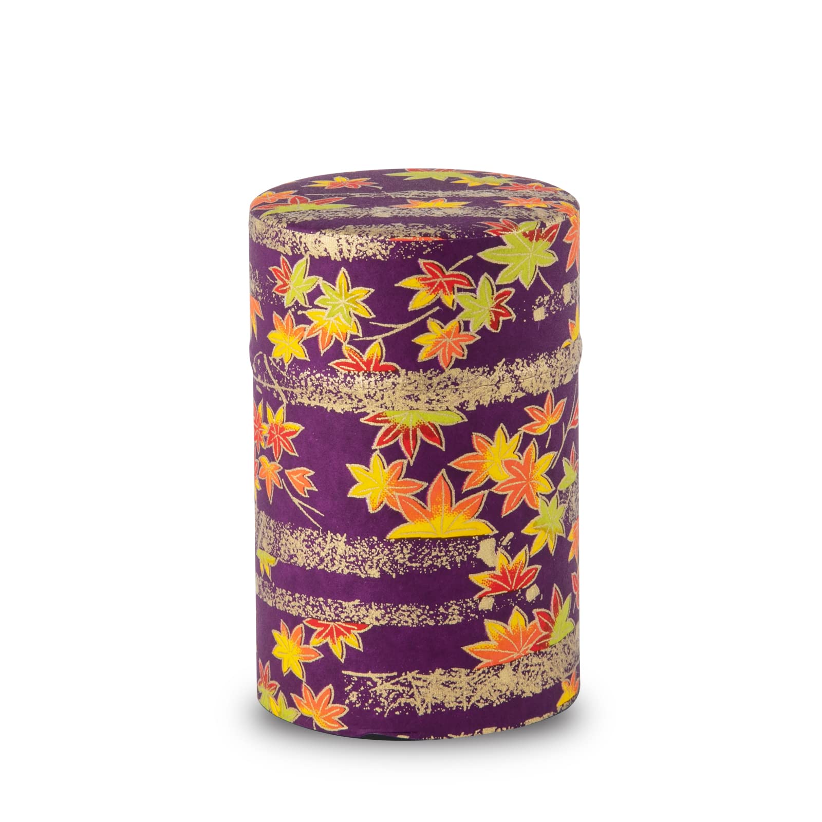 NOREN Tea caddy for loose leaf tea japanese washi paper 100g capacity (Autumn leaves Purple) tea caddies tea tin tea canister