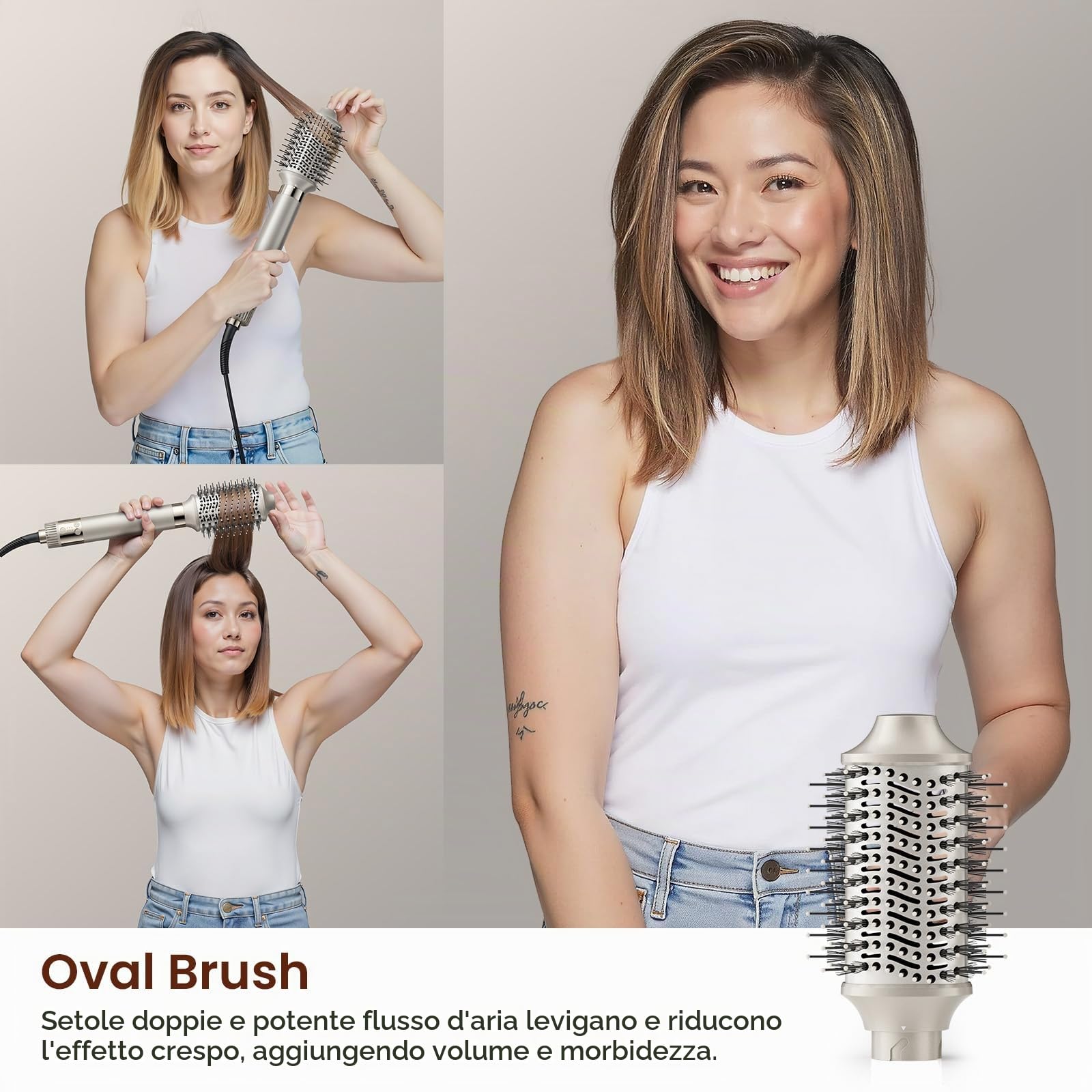 MESCOMB Air Styler 5 in 1, Spazzola Asciugacapelli per Lisci Ricci Volume | Arricciacapelli Automatico, Spazzola Lisciante, Asciugatura Rapida Anti-Crespo, Styling Morbido e Ordinato per uso quotidiano