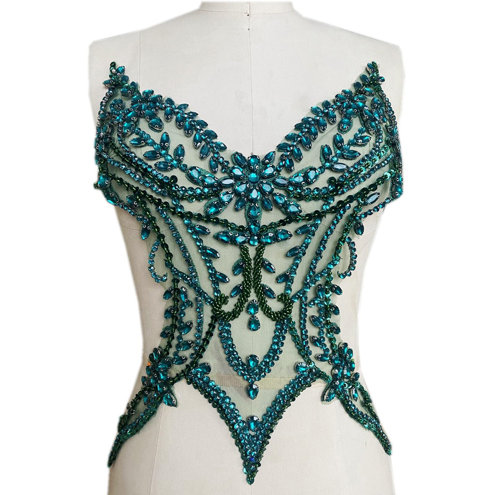 Jazuaiao 3D Costumes Appliques Patches Hand Beaded Rhinestones Sew on for Wedding Dresses and Prom Clothes Costumes Appliques