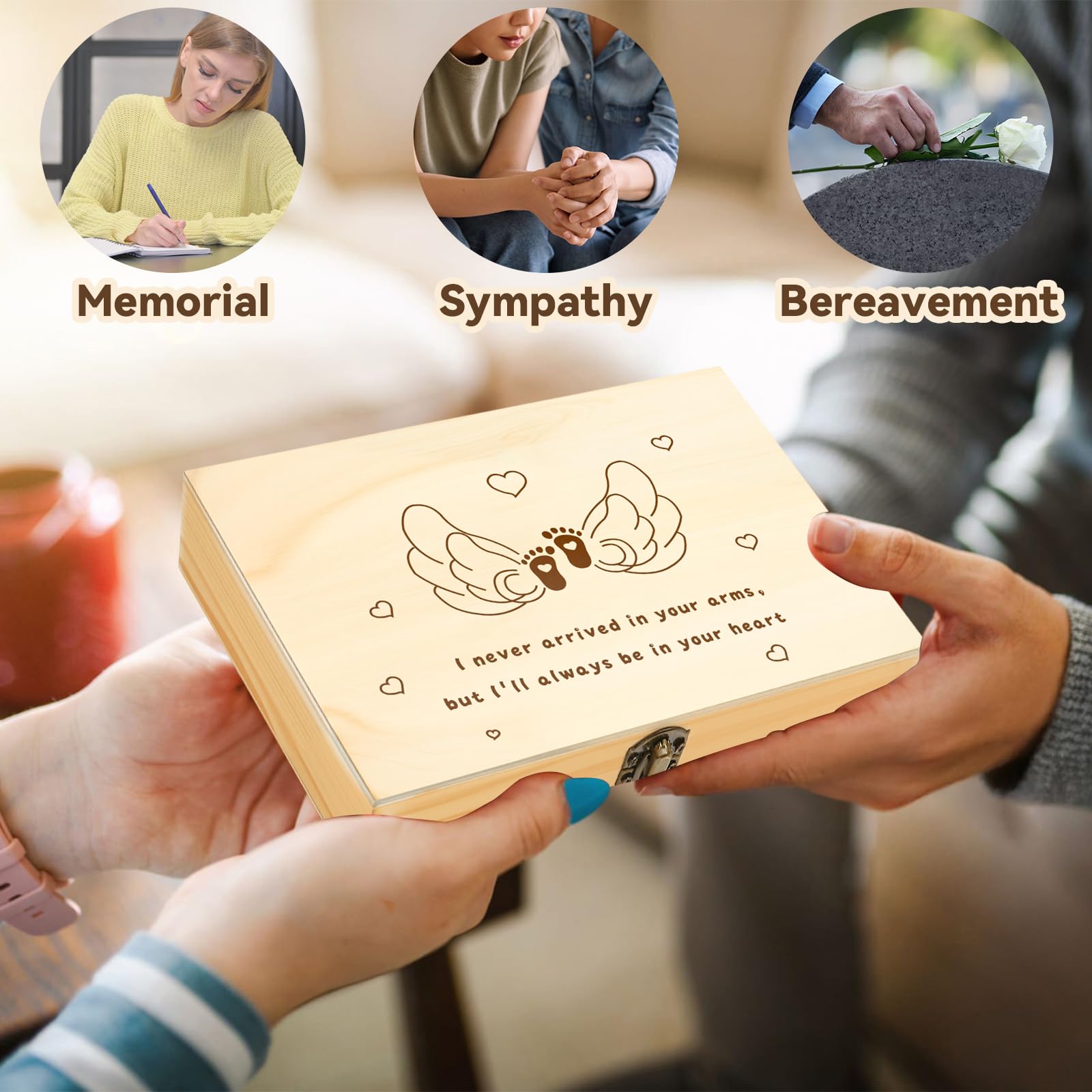 Regalos de aborto espontáneo para madres, caja conmemorativa de aborto espontáneo con vela, regalo conmemorativo de bebé de ángel, regalos conmemorativos de condolencias para padres, caja de recuerdo