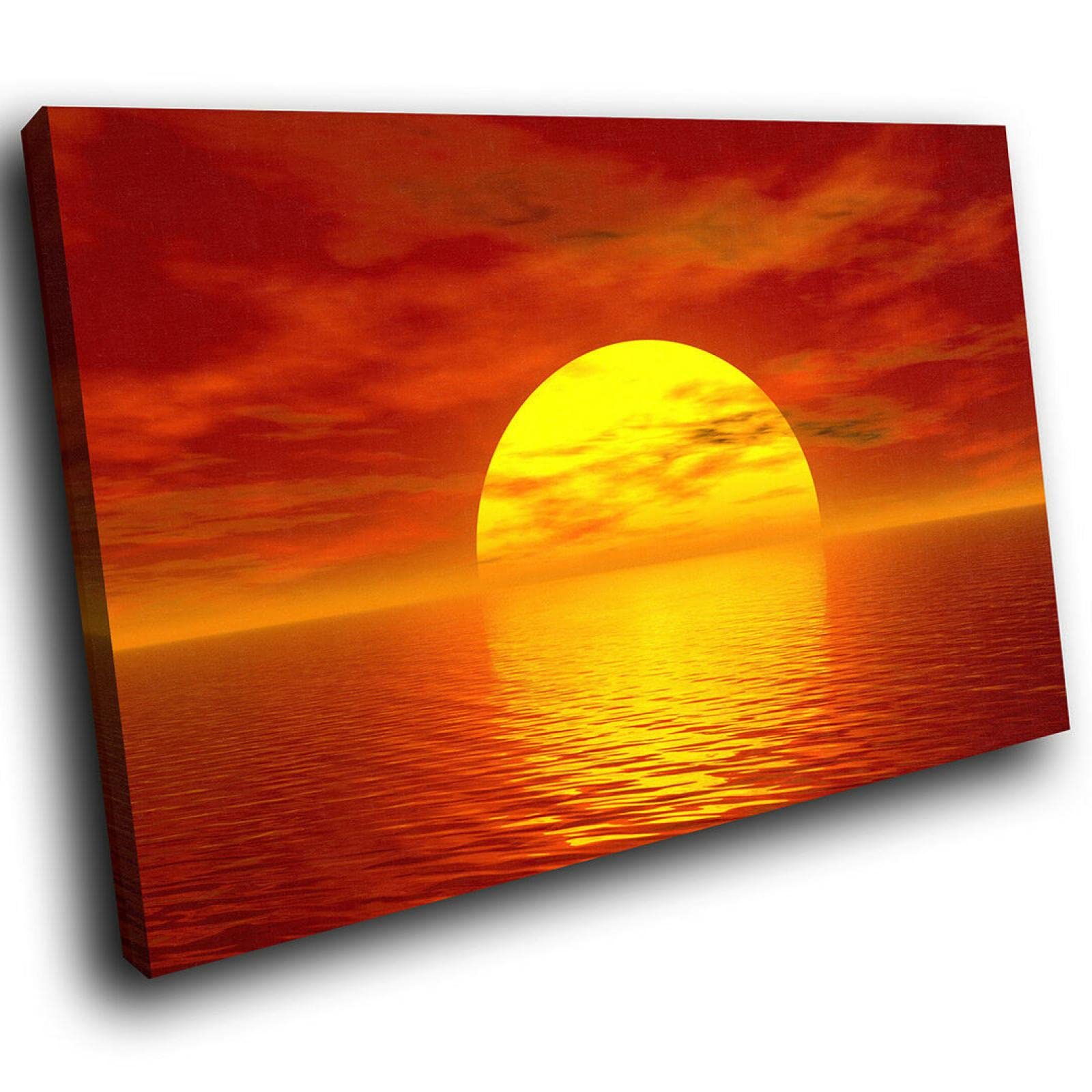 Toile murale avec fenêtre ouverte : coucher de soleil sur la plage, paysage côtier, fausse