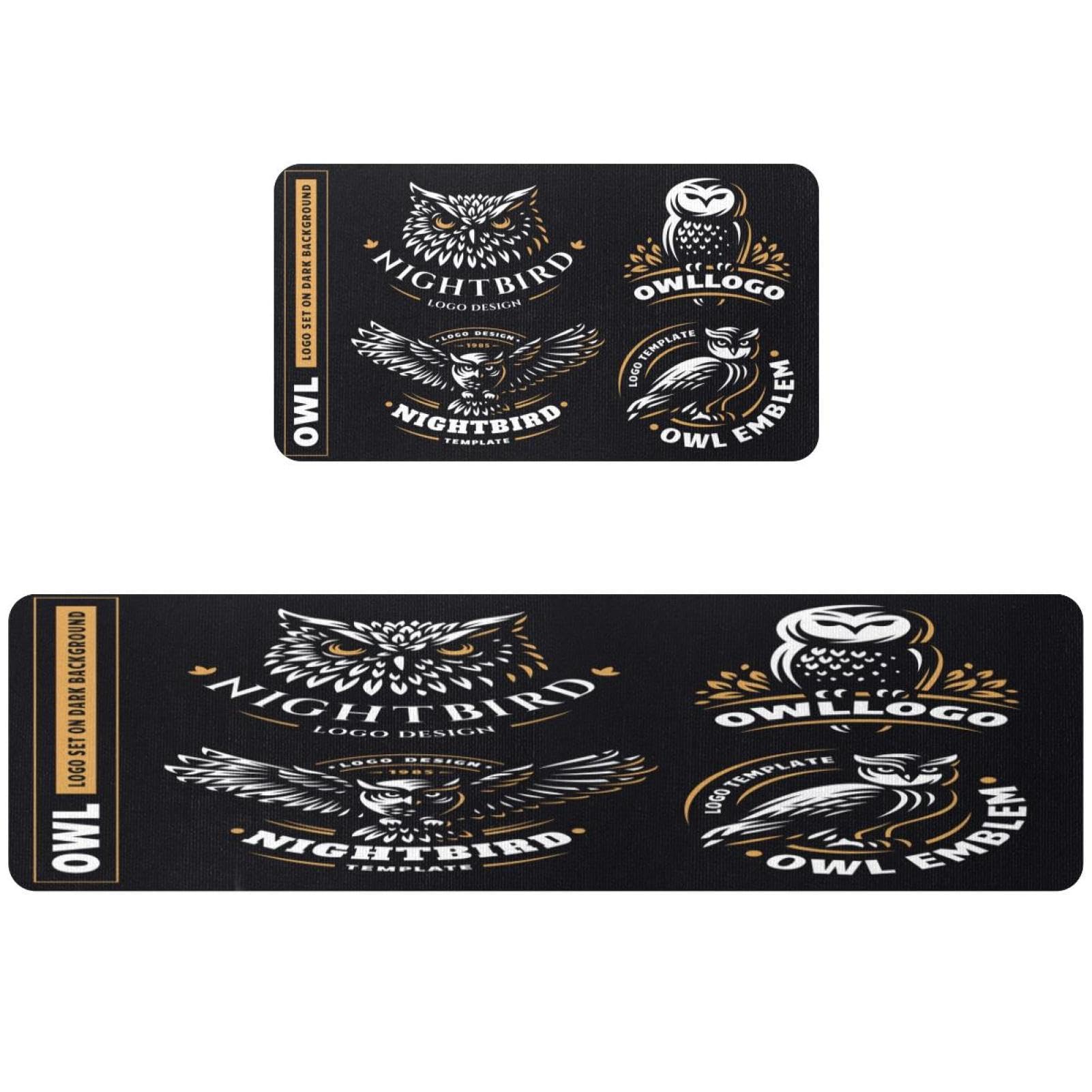 Alfombrillas de cocina VAPOKF con búhos, pack de 2 alfombras lavables para pasillo y lavado