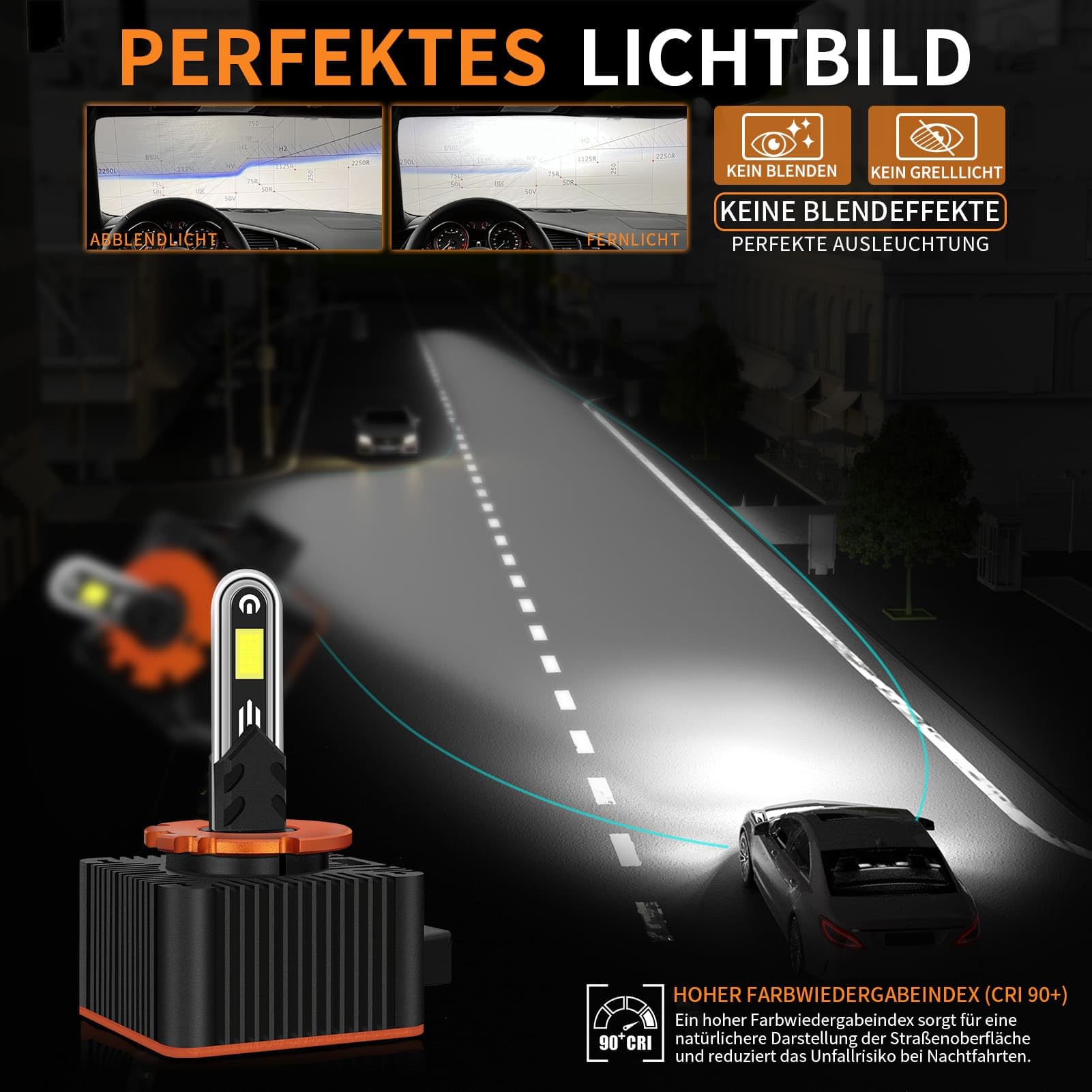 D1S Xenon Brenner – Extra Hell 6000K Weiß mit KI-Chip Technologie & Zulassung – 12V 60W D1S Xenon Scheinwerfer als OEM-Ersatz für Abblendlicht & Fernlicht