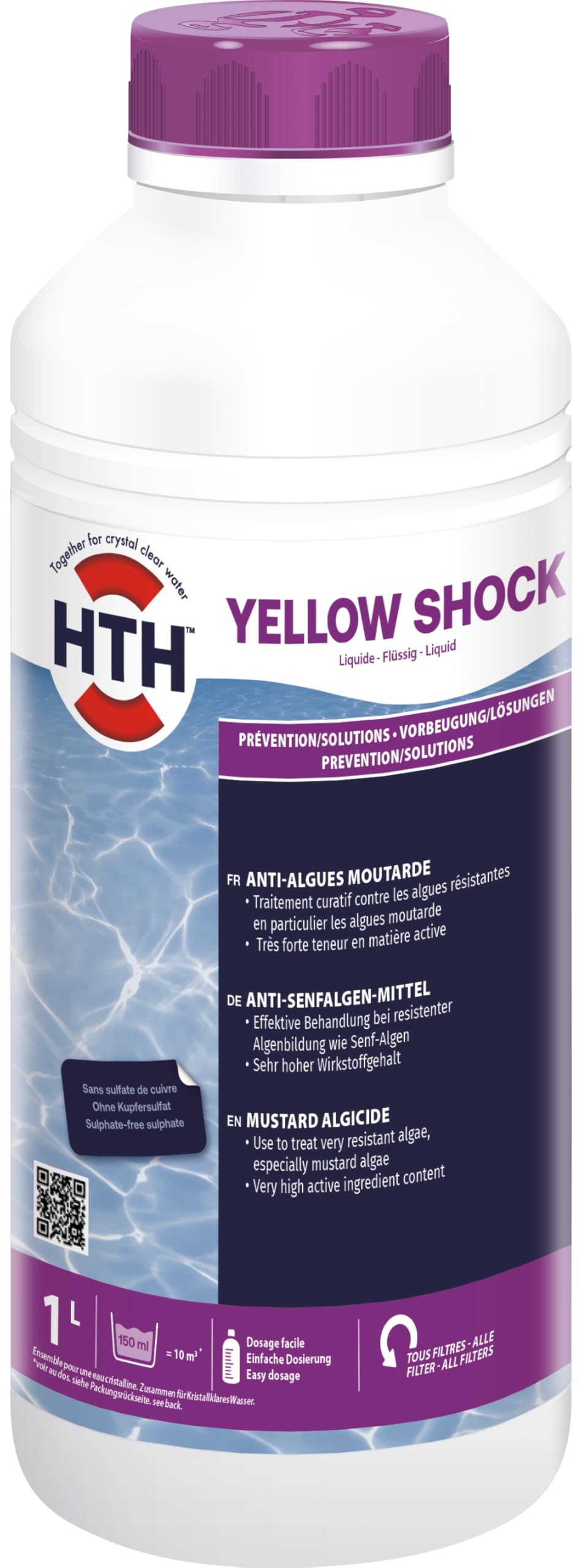 Anti-algues Piscine spécial Moutarde hth Yellow Shock Liquide 1 Litre