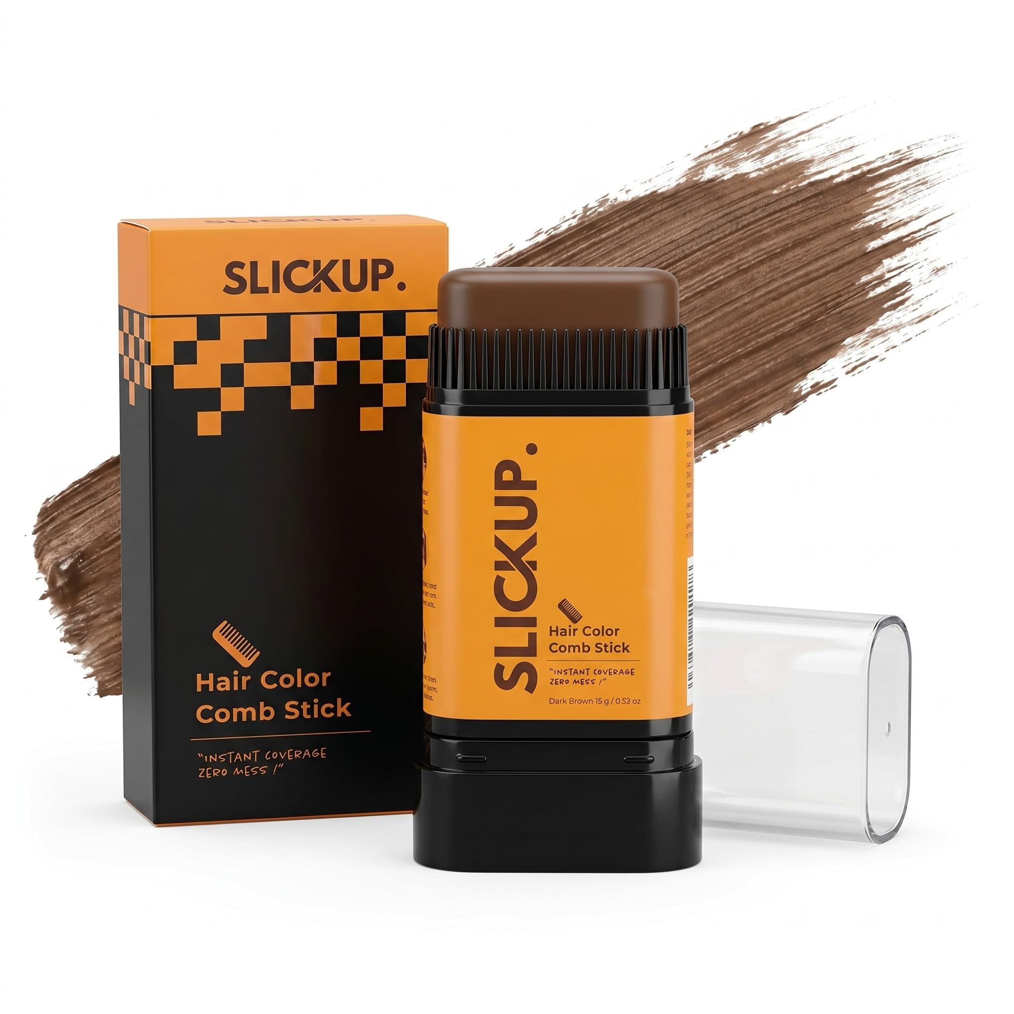 SLICKUP Hair Color Comb Stick for Men & Women (15g, Natural Brown) | Instant Grey Coverage for Hair, Beard & Moustache | Root Touch Up with Biotin, Shea Butter & Rosemary Oil | No Mess, Made in India-image-8
