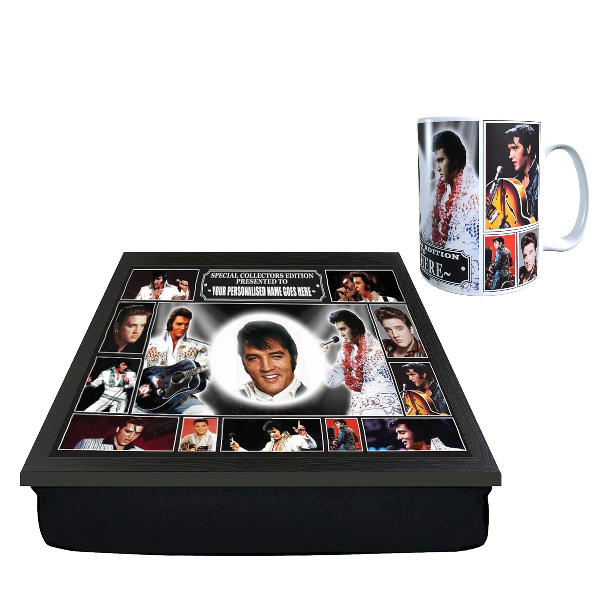 Generic Presley King of Rock n Roll Personalised Icon Lap Tray and Mug Gift Set